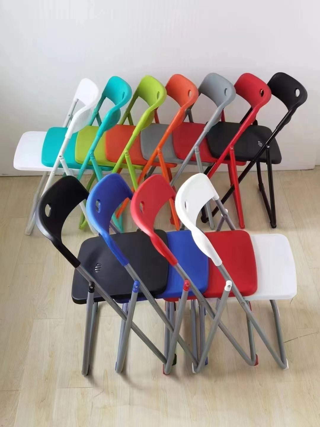 Favourible Price Promotion Multi-coloured folding plastic chairs Iron pipe #3017