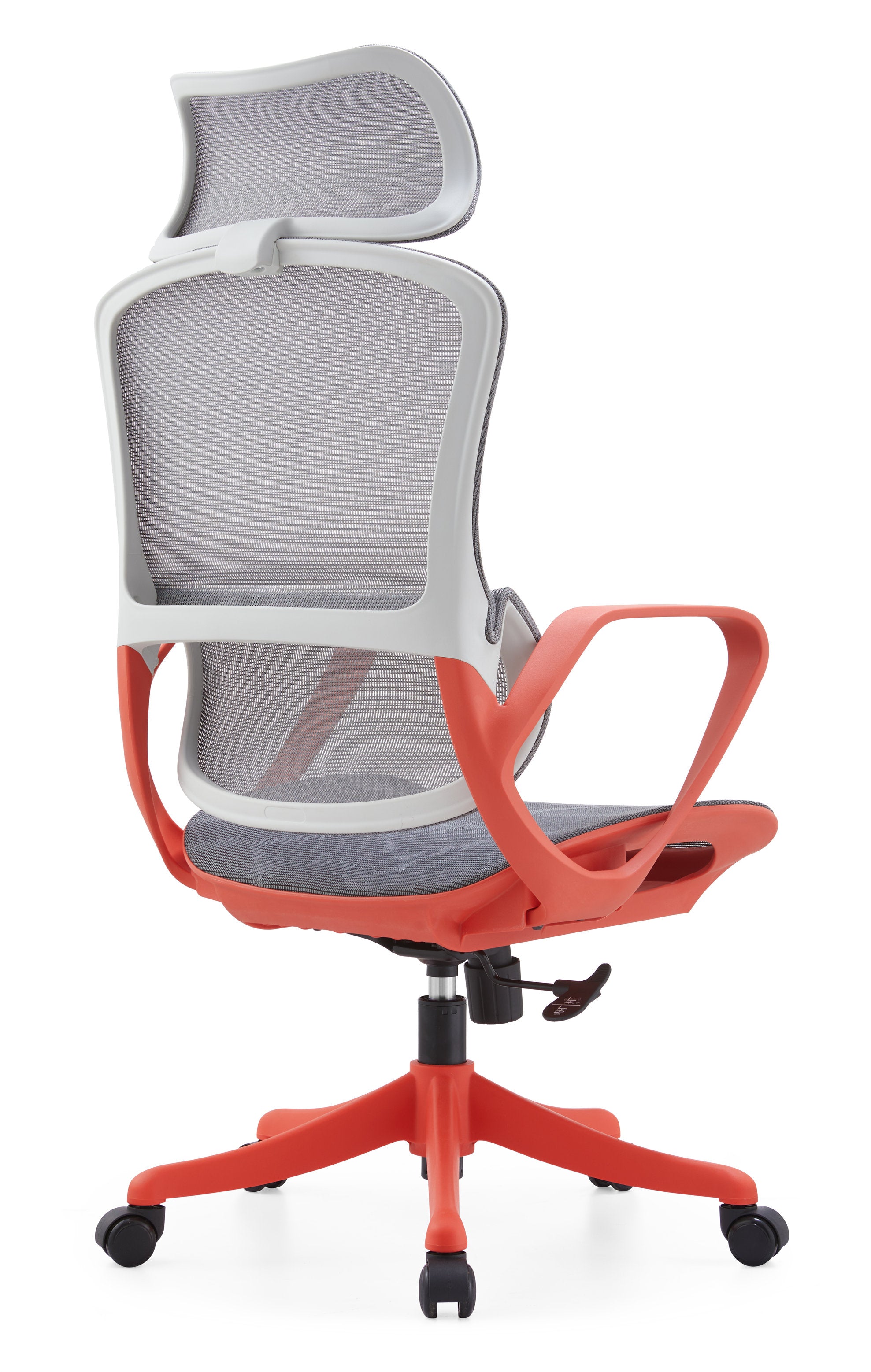 JOHOOFURNITURE Red+Grey Plastic Office Chair All Mesh with Soft Lumbar Support YC80