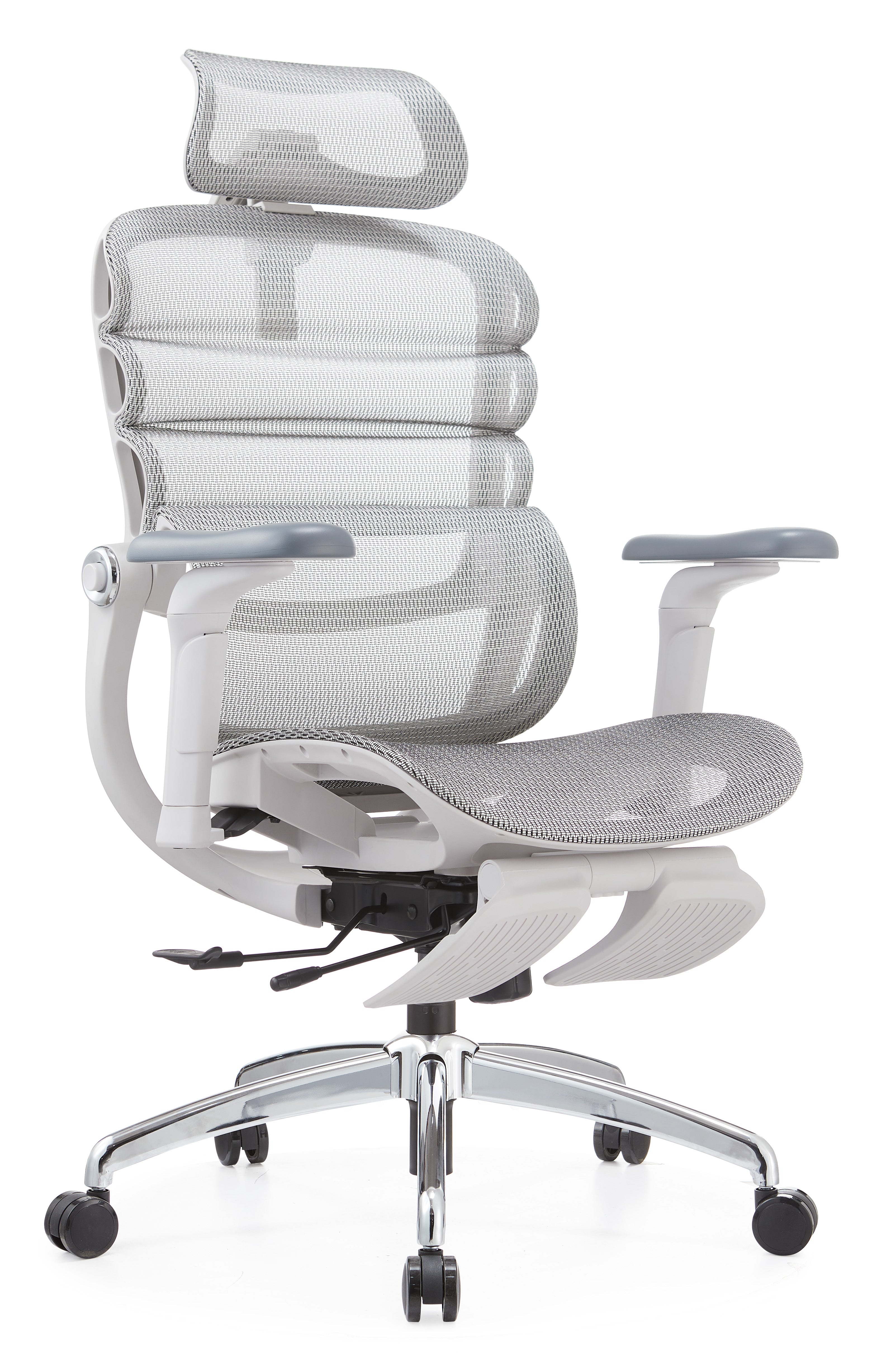 JOHOOFURNITURE 2026 Ergonomic Chair Upgrade Wavy Back 5D Armrest Grey Plastic K3F