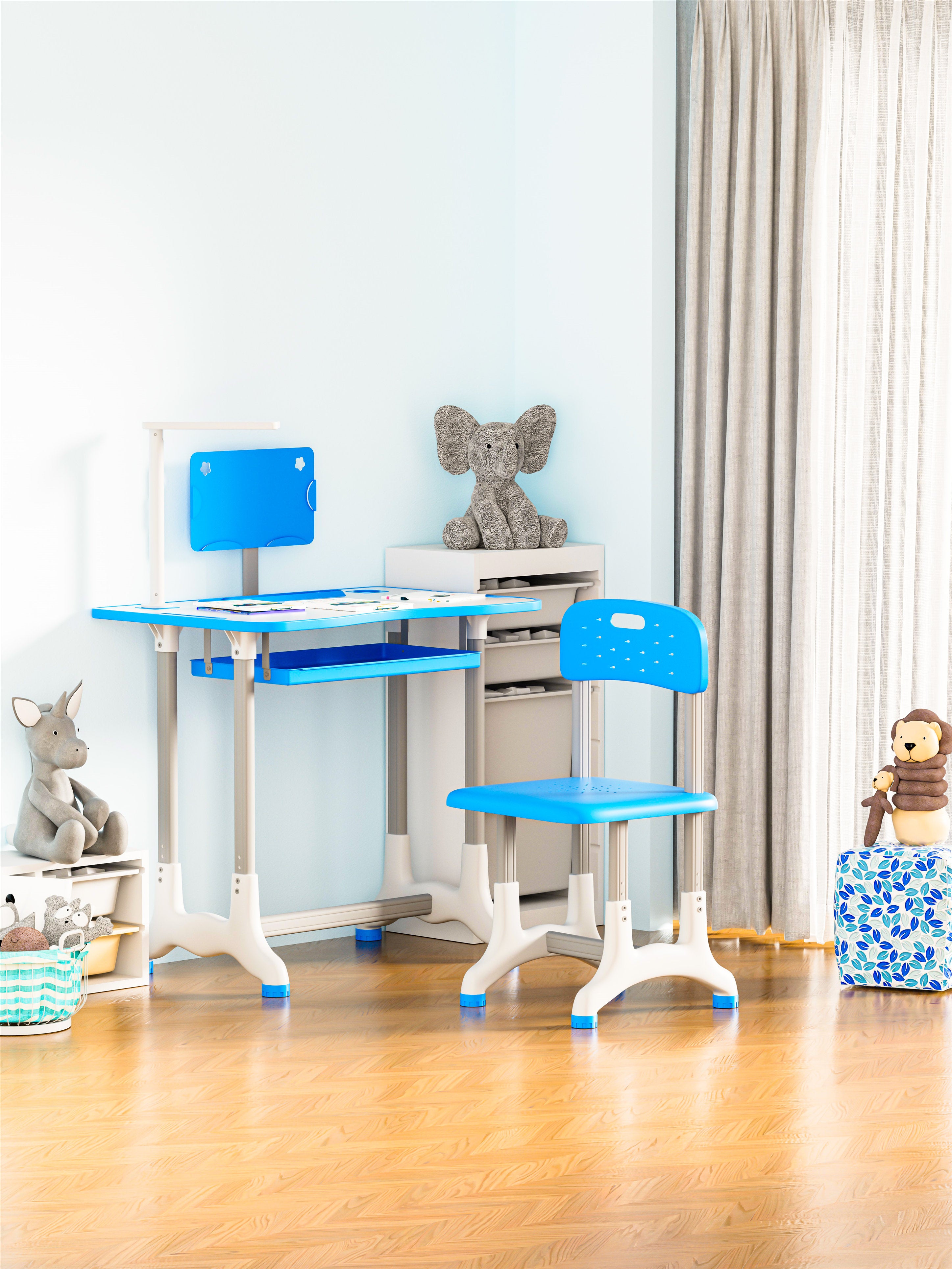 JOHOOFURNITURE Kids Study Table and Chair Simple High Cost-Effectiveness K01 Blue
