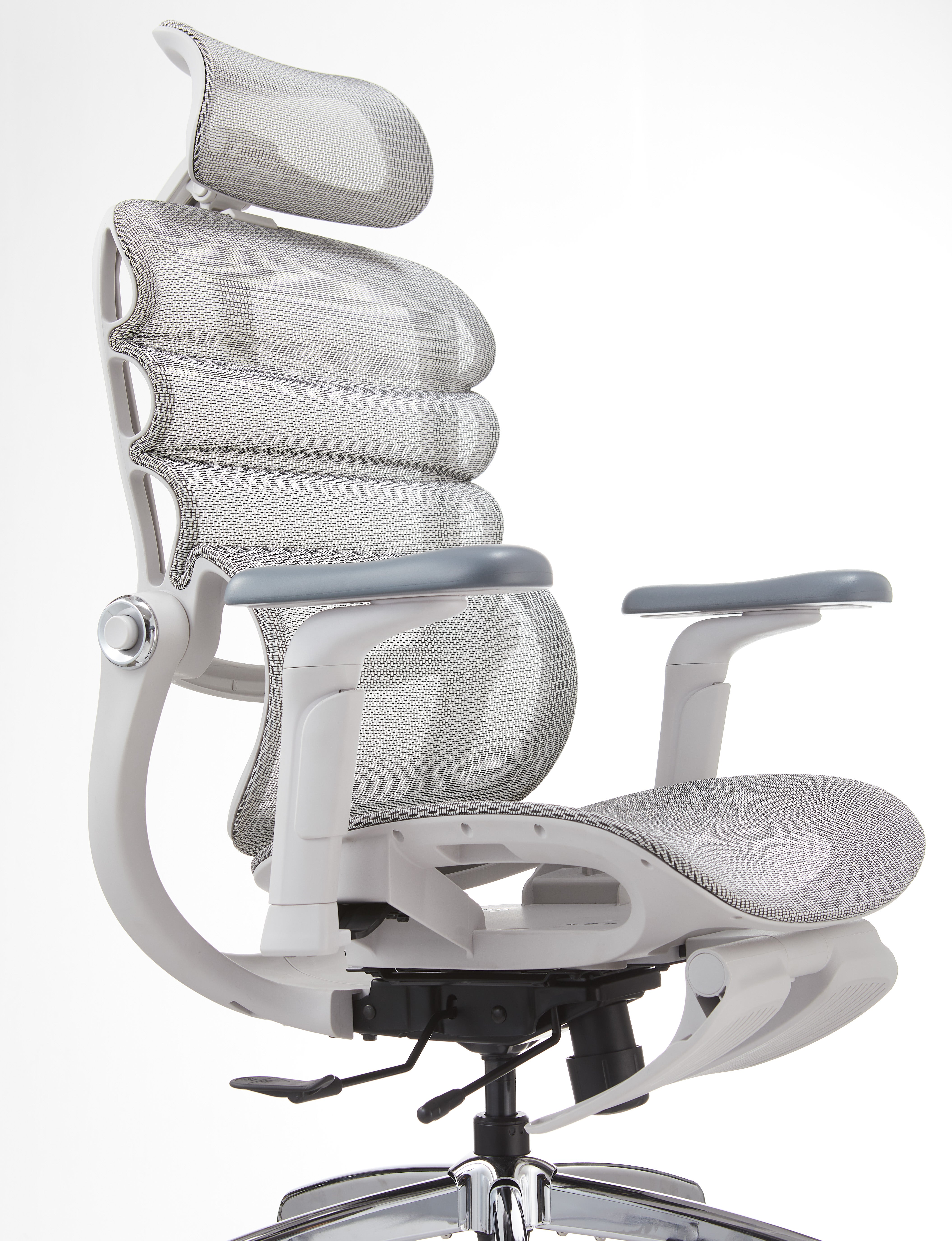 JOHOOFURNITURE 2026 Ergonomic Chair Upgrade Wavy Back 5D Armrest Grey Plastic K3F