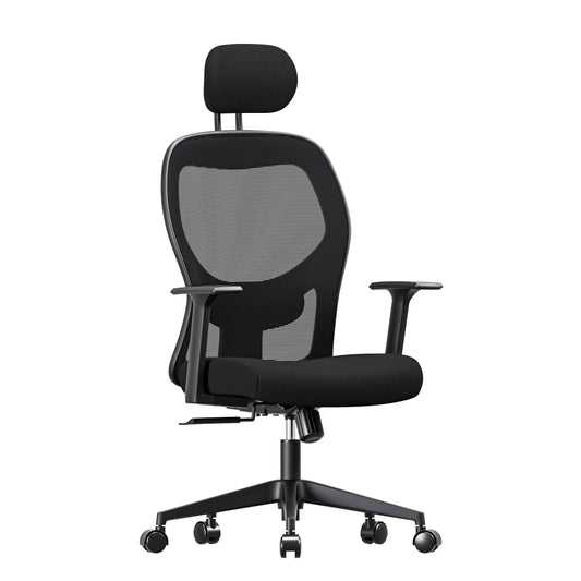 Cómoda silla de oficina ejecutiva con reposacabezas y soporte lumbar T35