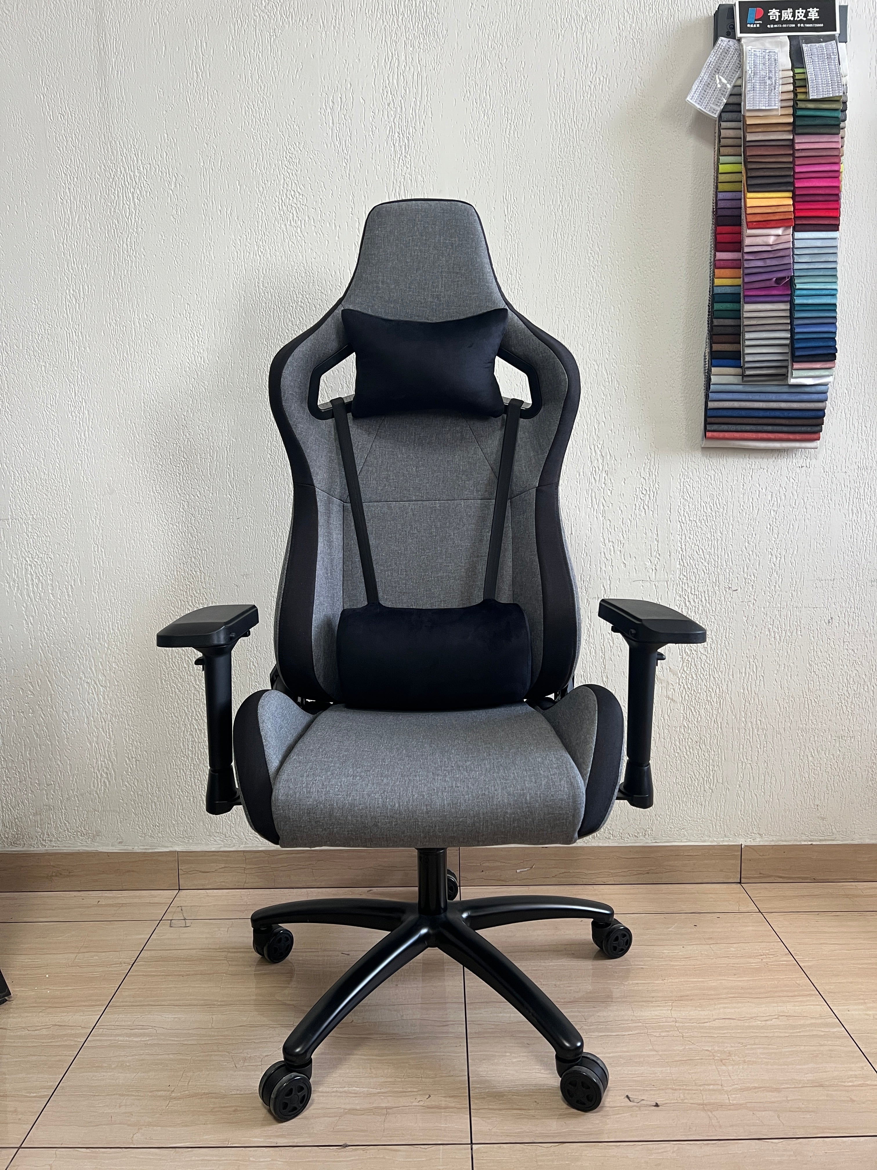 JOHOOFURNITURE  Hunchback-style gaming chair Grey Fabric Color HA07