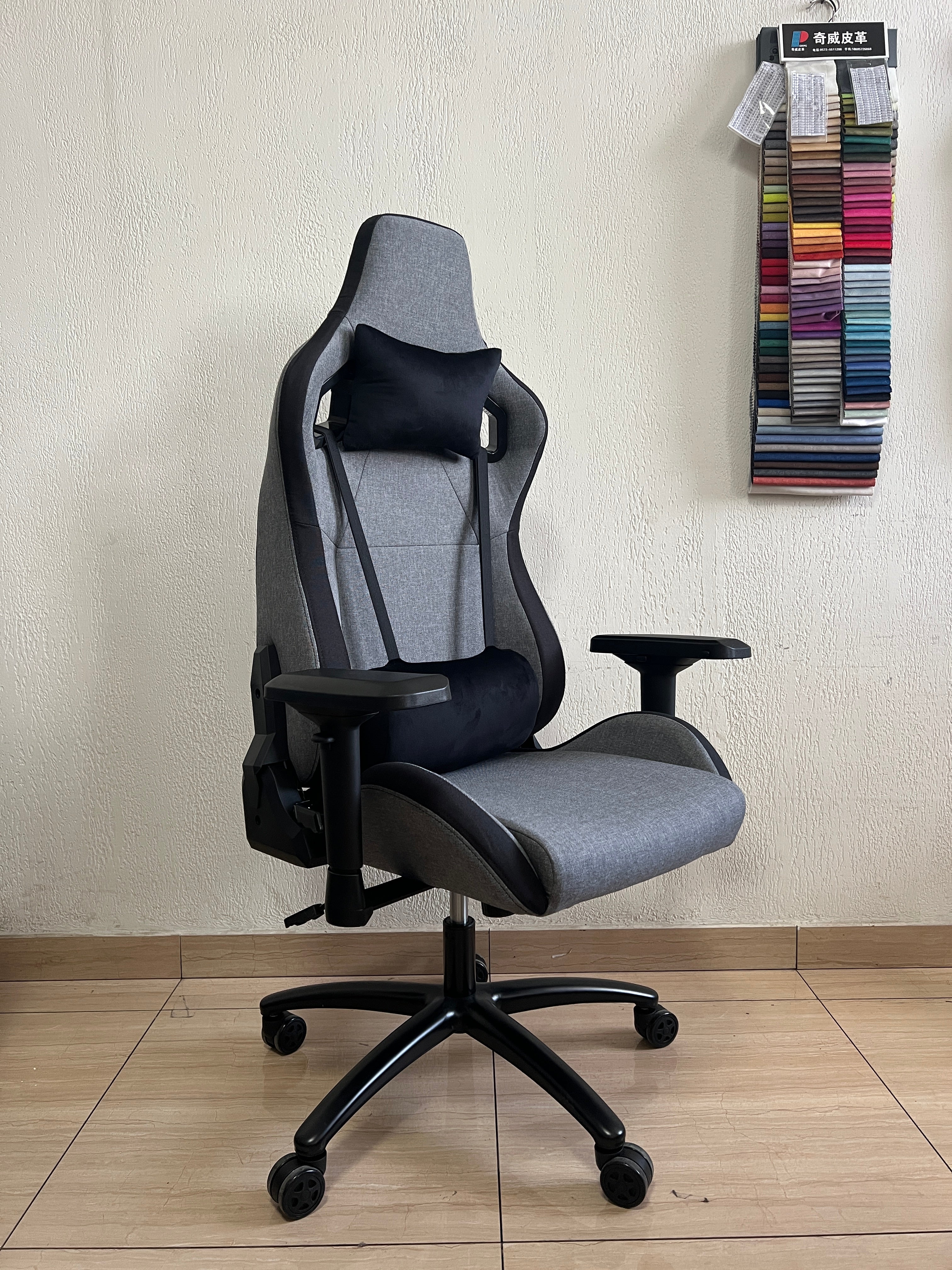 JOHOOFURNITURE  Hunchback-style gaming chair Grey Fabric Color HA07