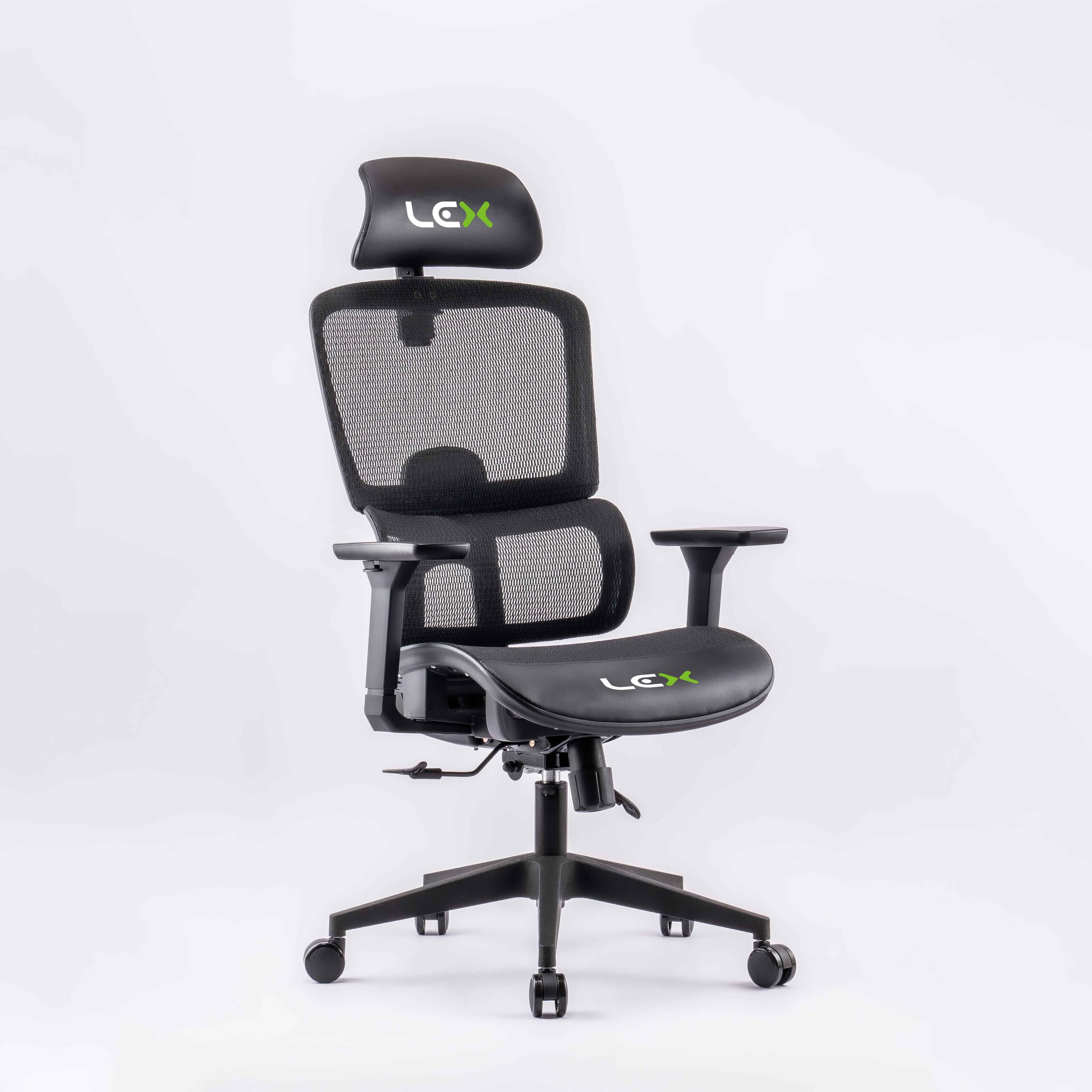 JOHOOFURNITURE All Mesh Chair PU Leather Headrest R68