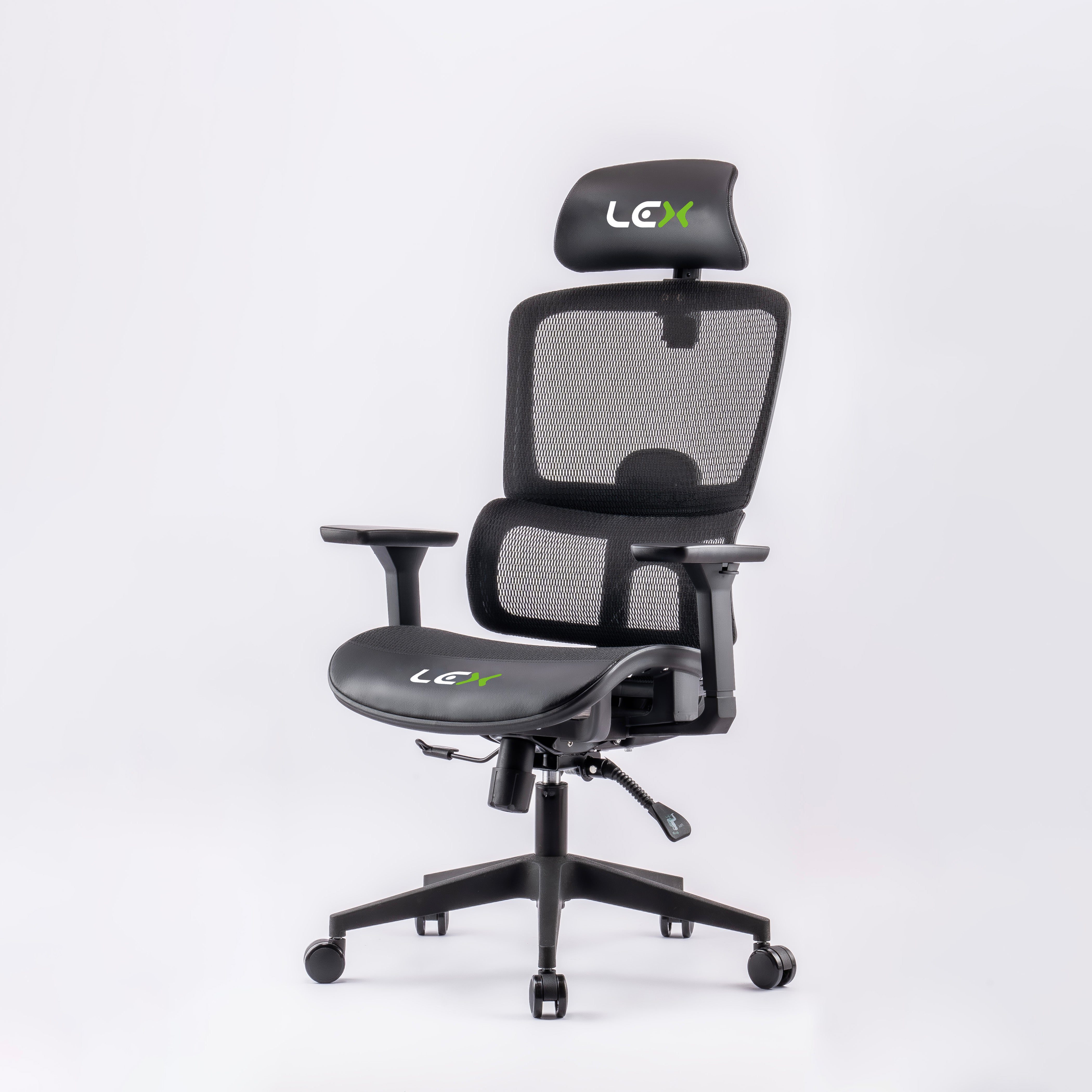 JOHOOFURNITURE All Mesh Chair PU Leather Headrest R68