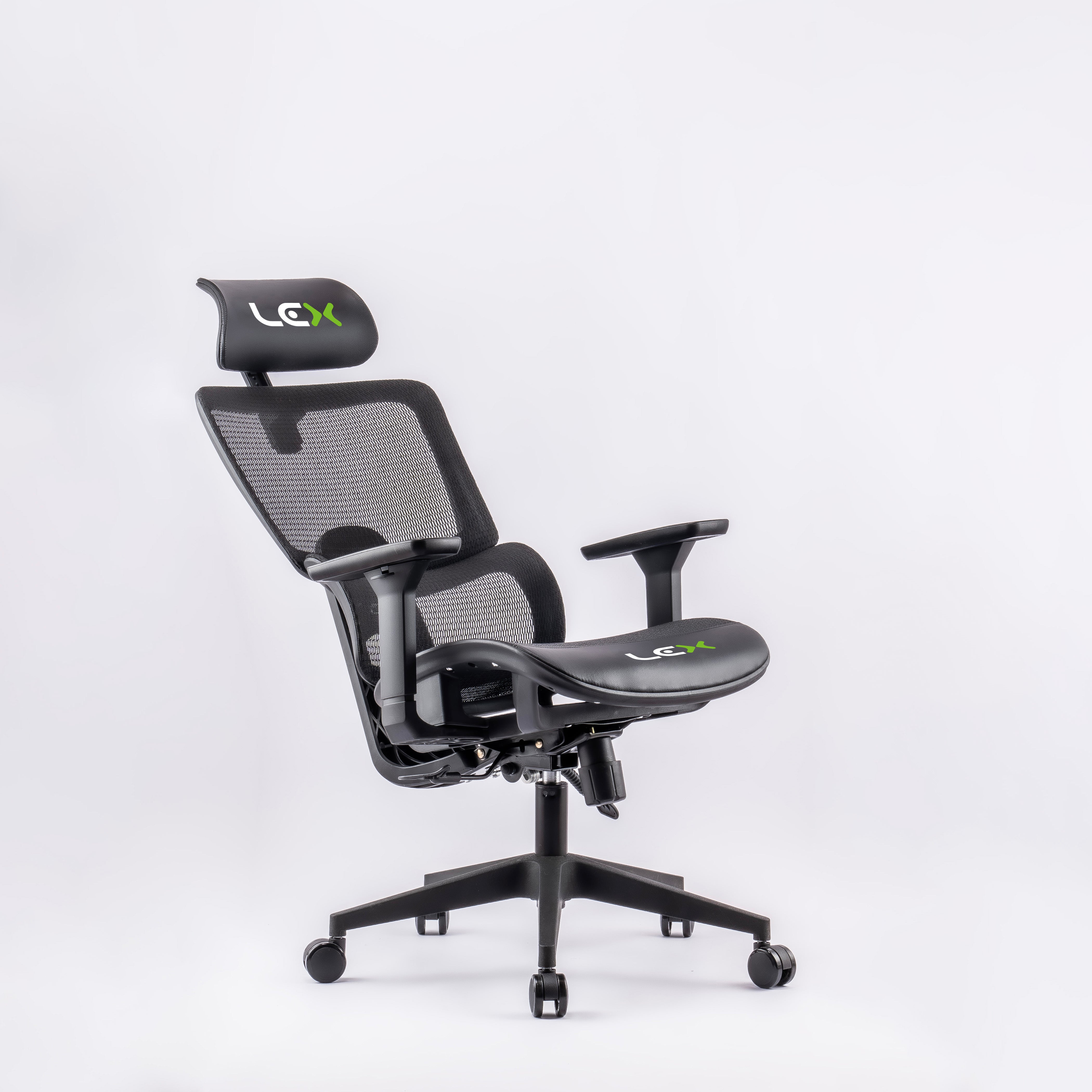 JOHOOFURNITURE All Mesh Chair PU Leather Headrest R68
