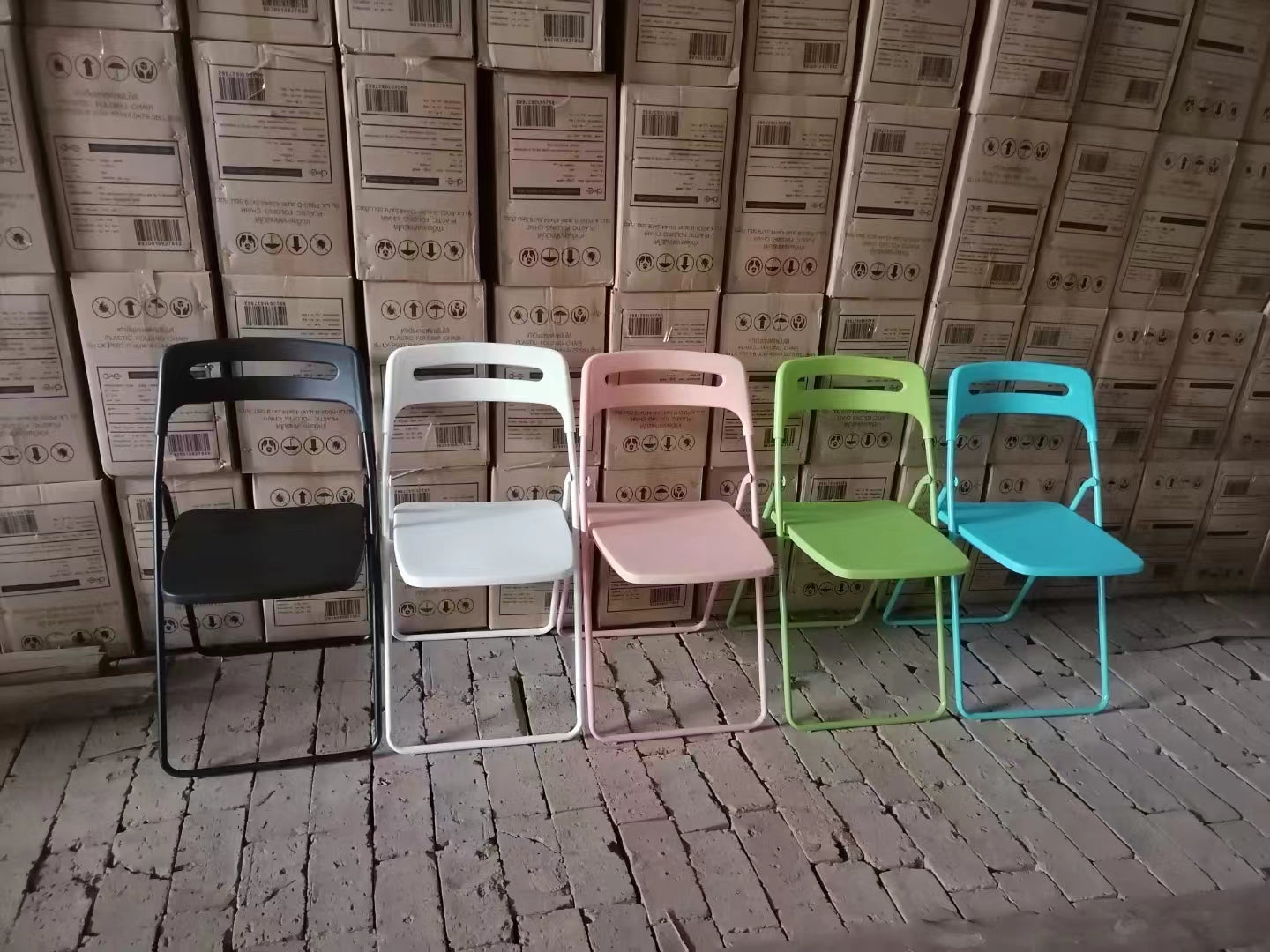 Multi-coloured folding plastic chairs Iron pipe 16D/1.5 #7001