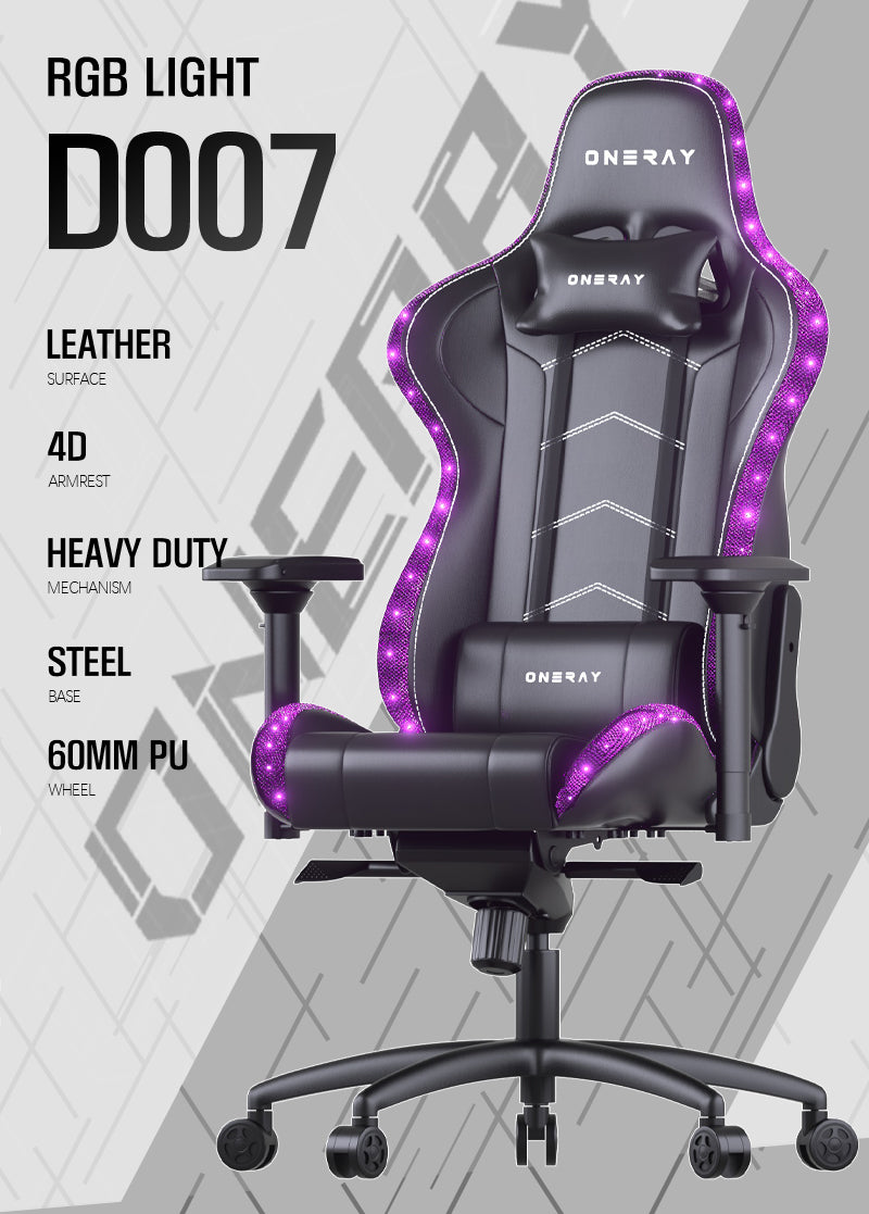 JOHOOFURNITURE RGB light Brightly Gaming Chair D007