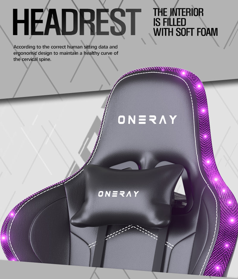 JOHOOFURNITURE RGB light Brightly Gaming Chair D007