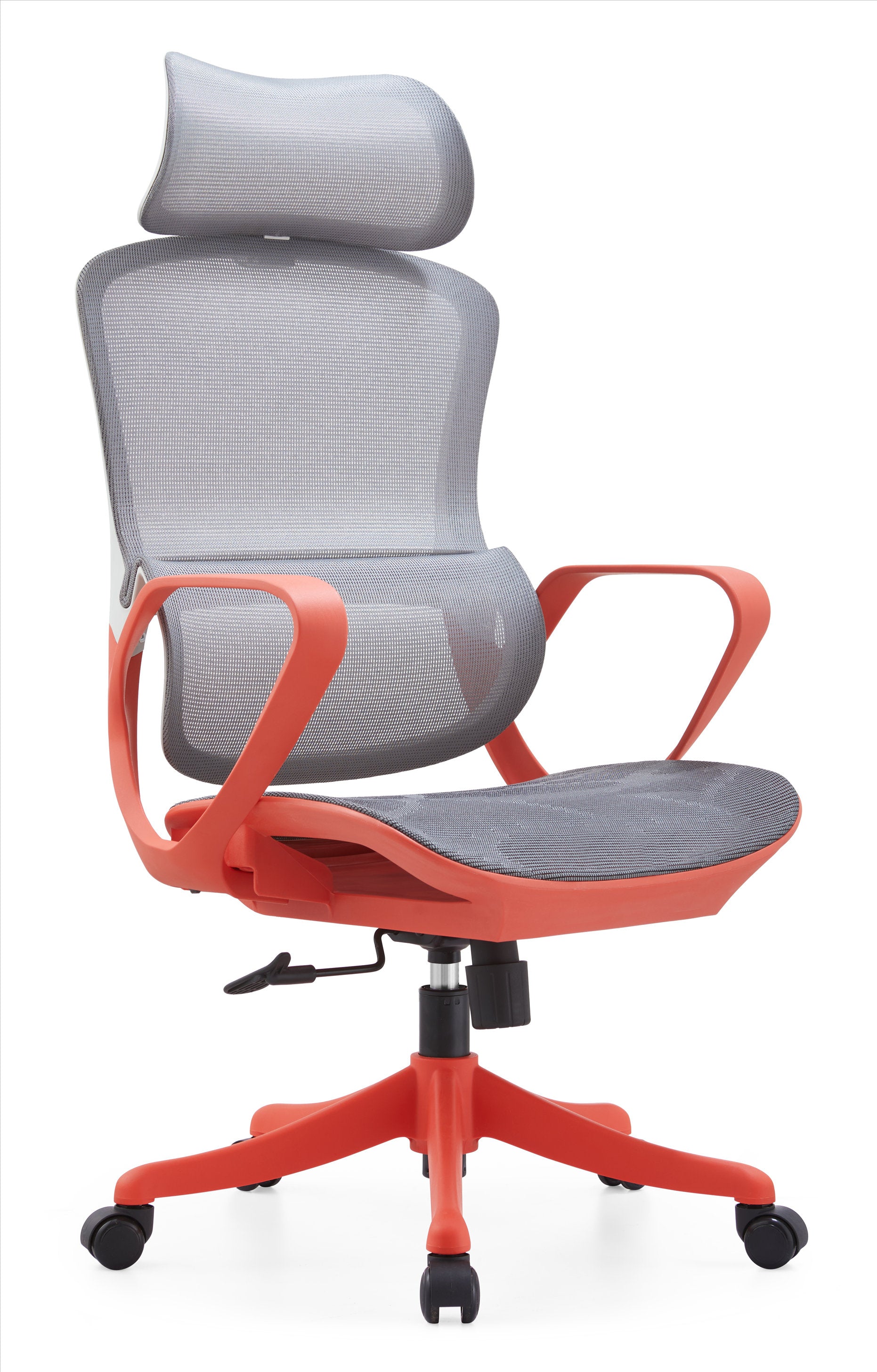 JOHOOFURNITURE Red+Grey Plastic Office Chair All Mesh with Soft Lumbar Support YC80