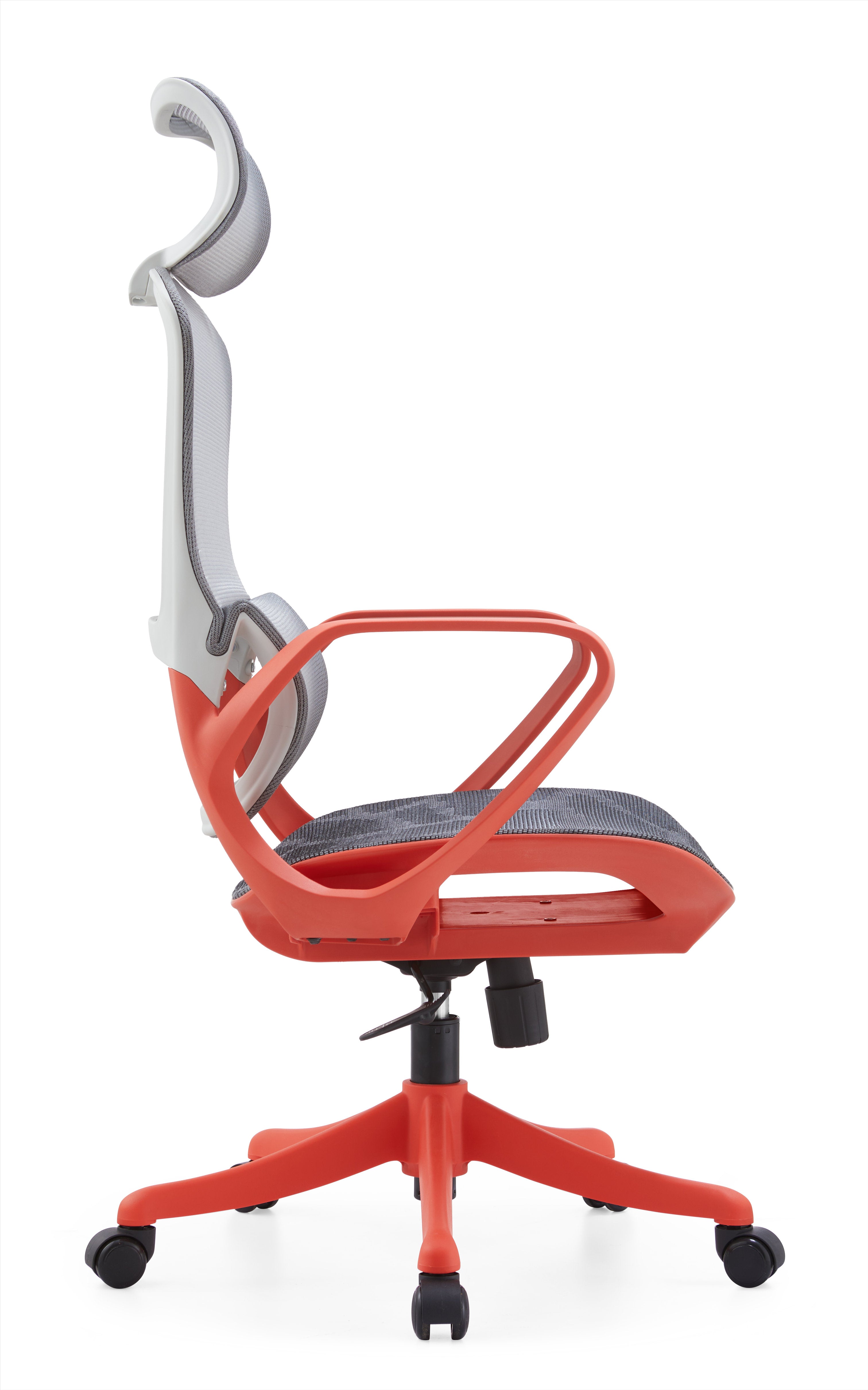 JOHOOFURNITURE Red+Grey Plastic Office Chair All Mesh with Soft Lumbar Support YC80