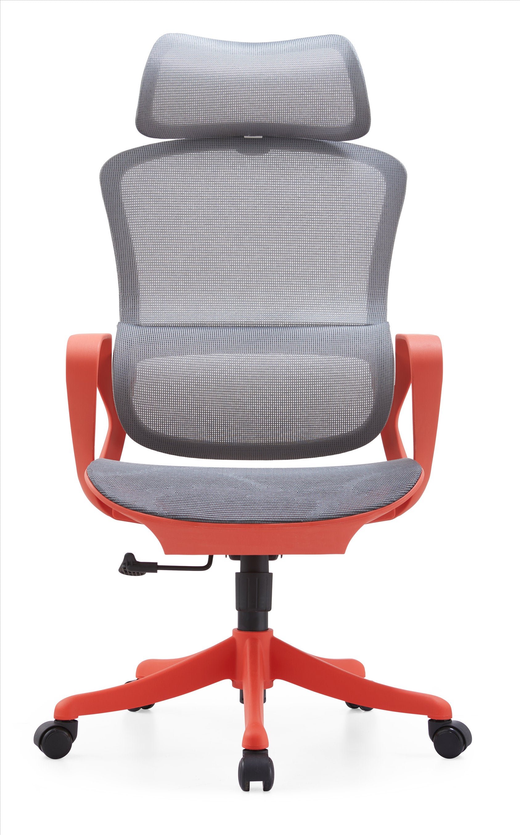 JOHOOFURNITURE Red+Grey Plastic Office Chair All Mesh with Soft Lumbar Support YC80