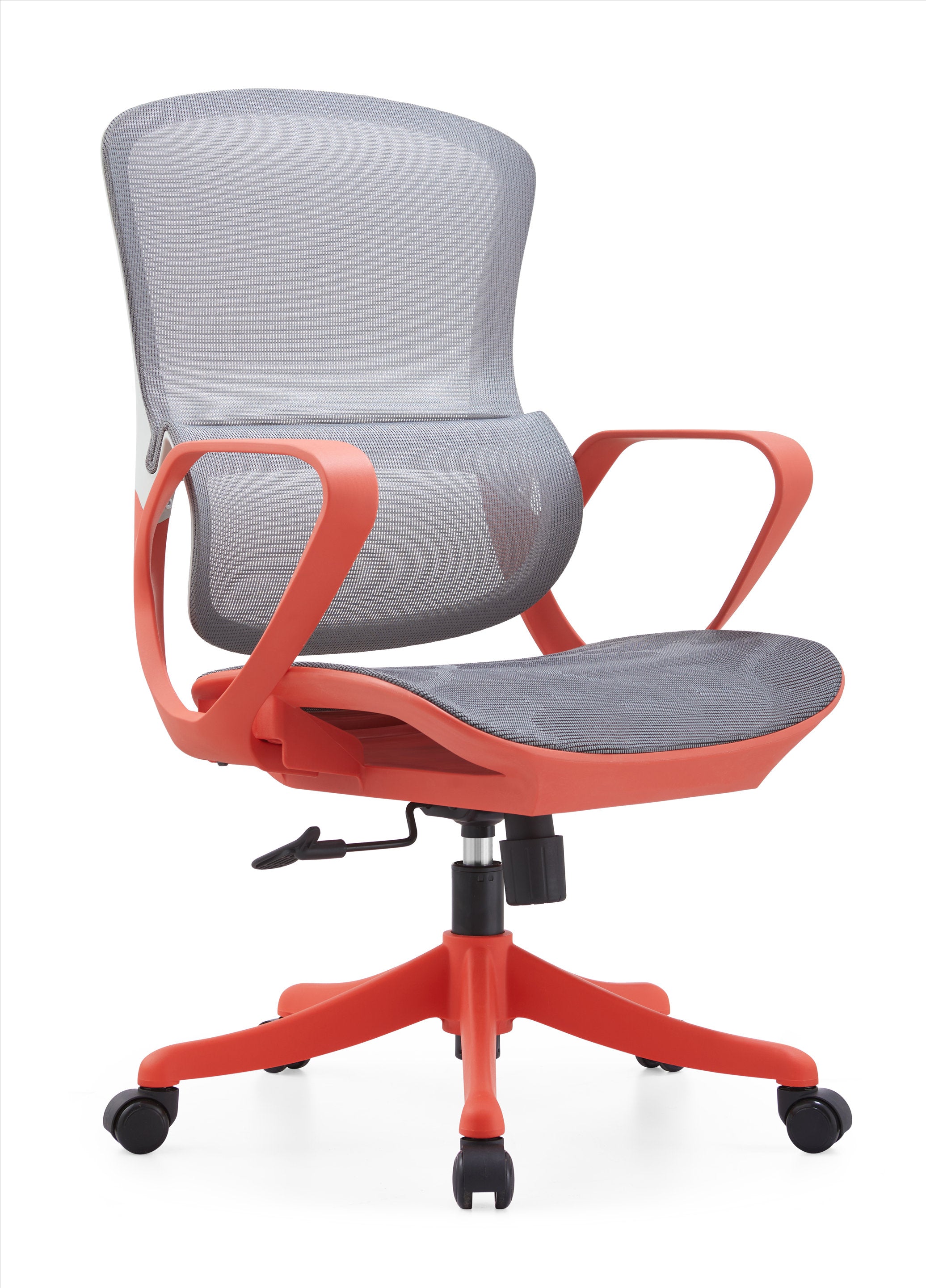 JOHOOFURNITURE Red+Grey Plastic Office Chair All Mesh with Soft Lumbar Support YC80