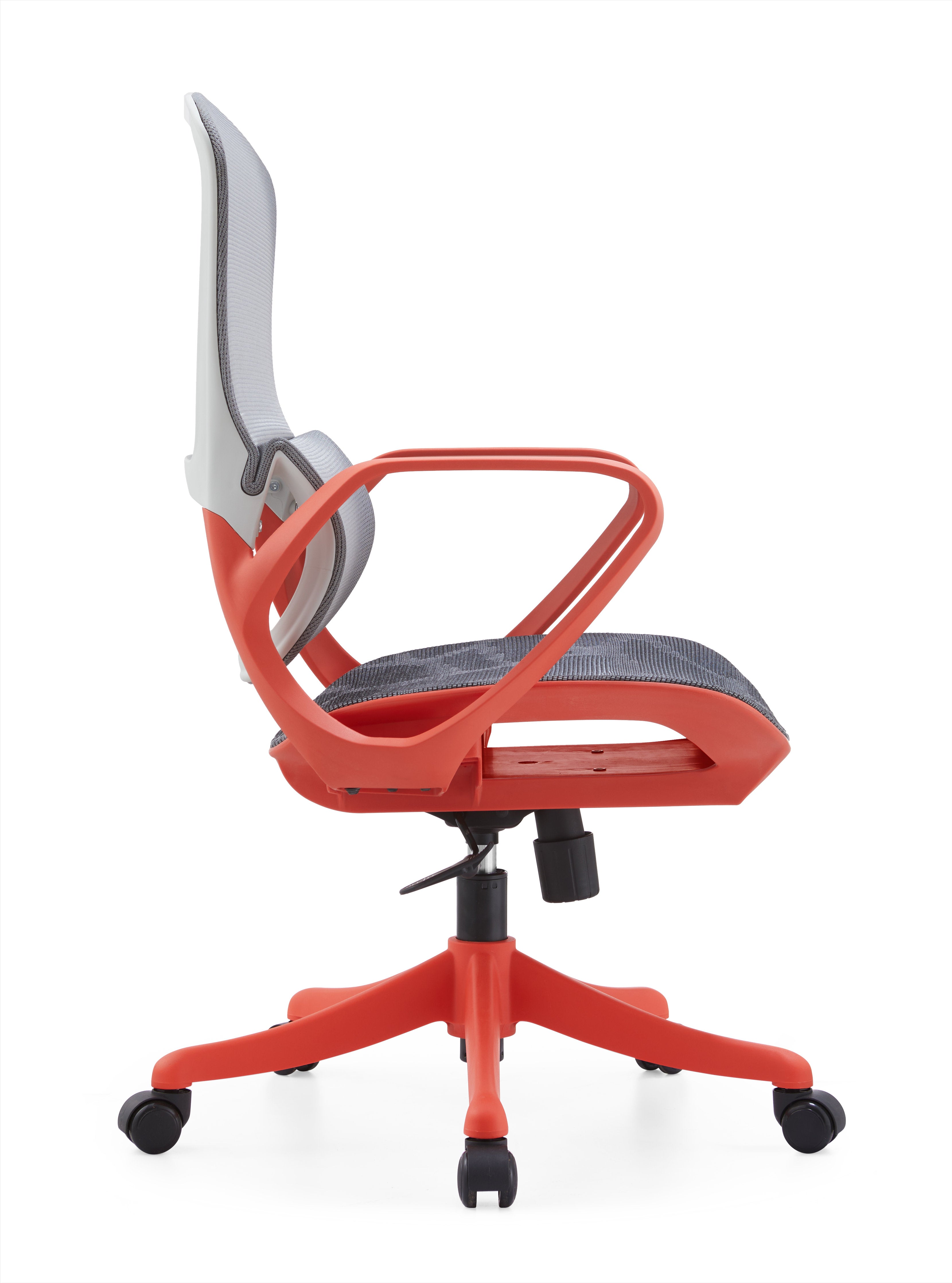 JOHOOFURNITURE Red+Grey Plastic Office Chair All Mesh with Soft Lumbar Support YC80
