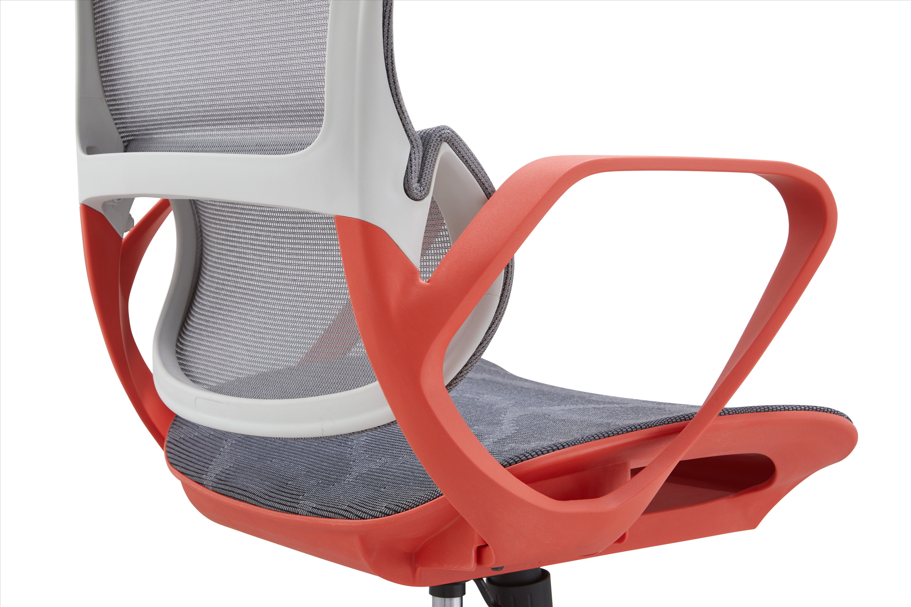 JOHOOFURNITURE Red+Grey Plastic Office Chair All Mesh with Soft Lumbar Support YC80