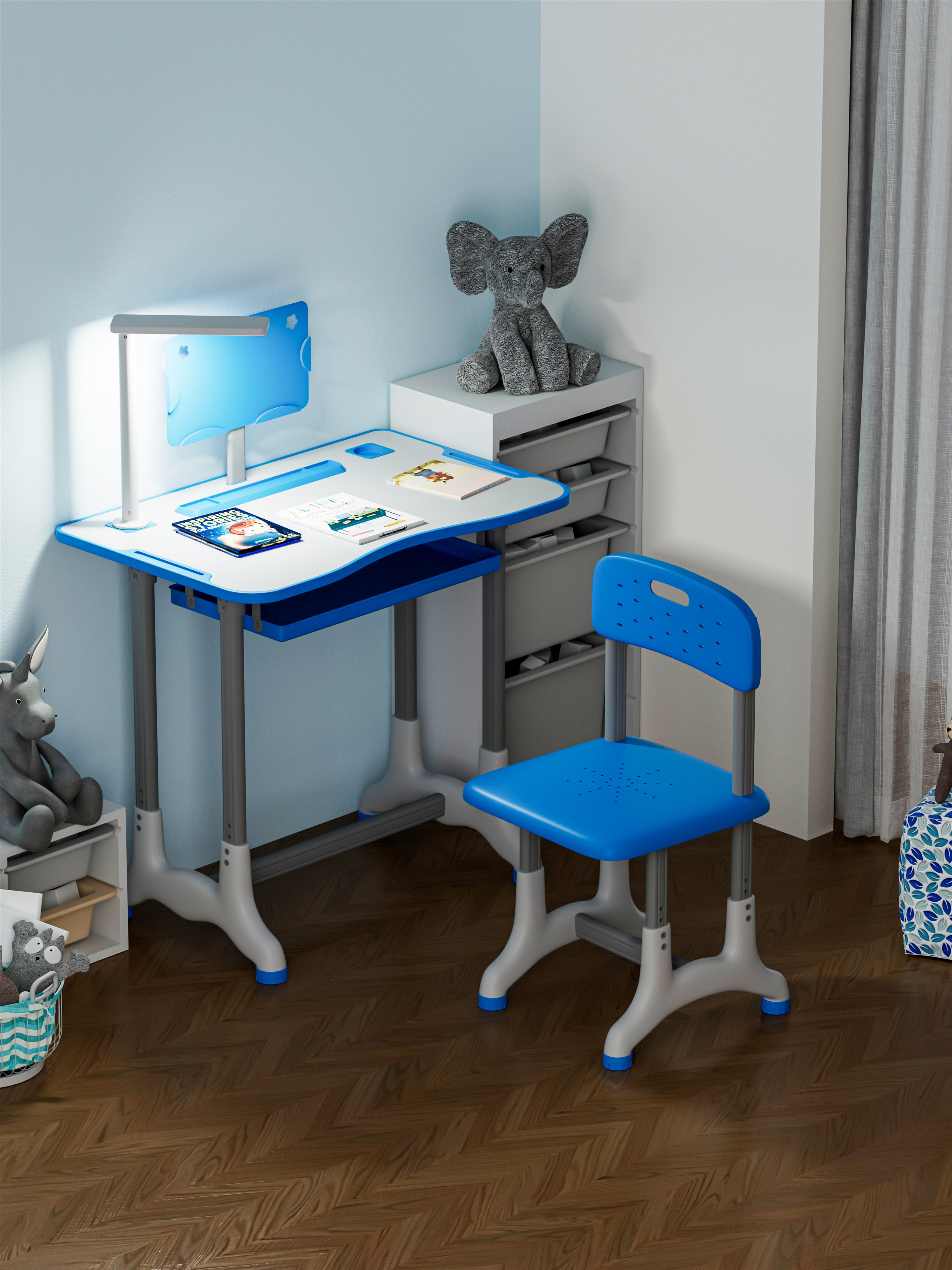 JOHOOFURNITURE Mesa y silla de estudio para niños Mayor volumen de ventas K01 Azul