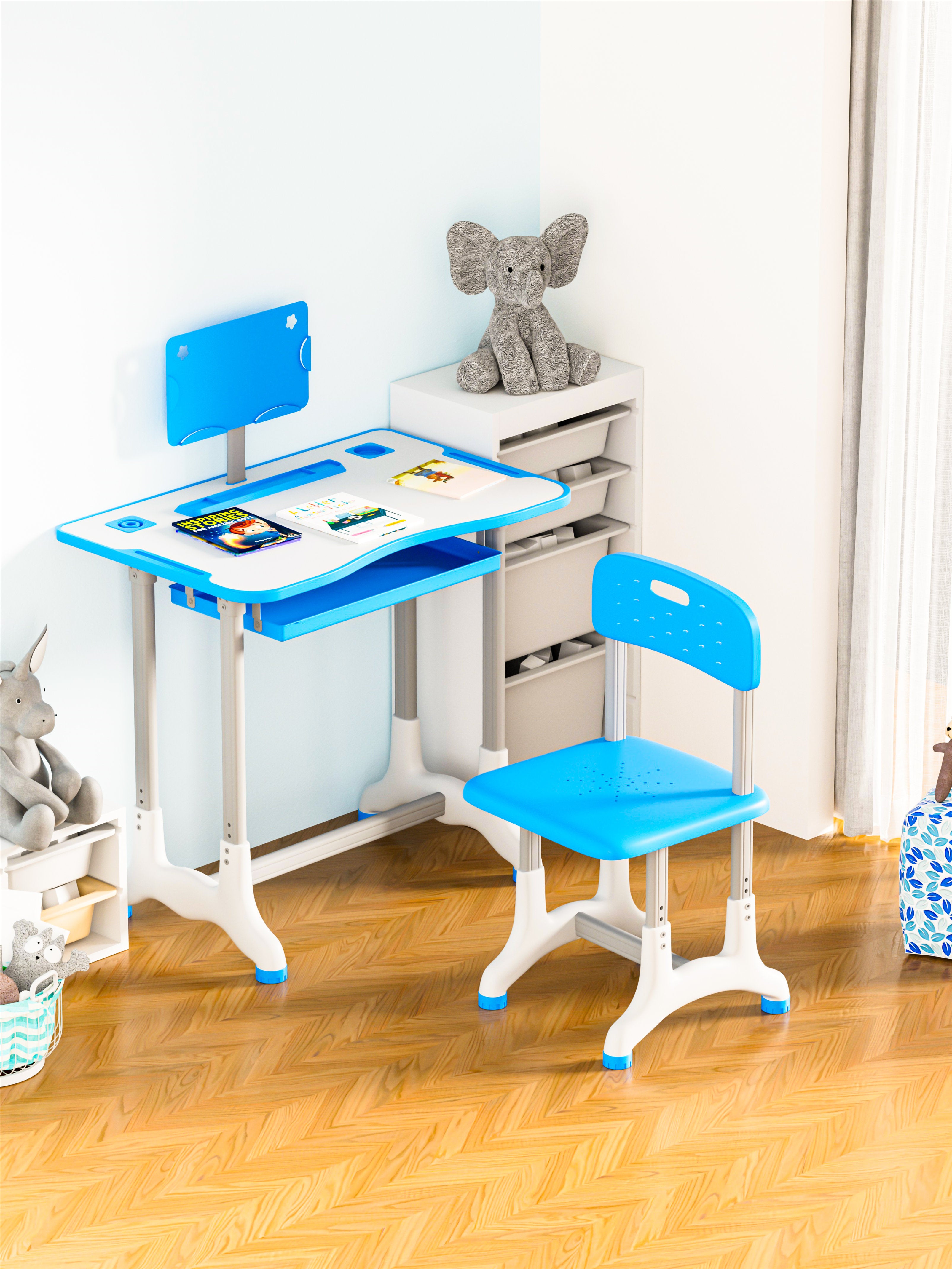 JOHOOFURNITURE Kids Study Table and Chair Simple High Cost-Effectiveness K01 Blue