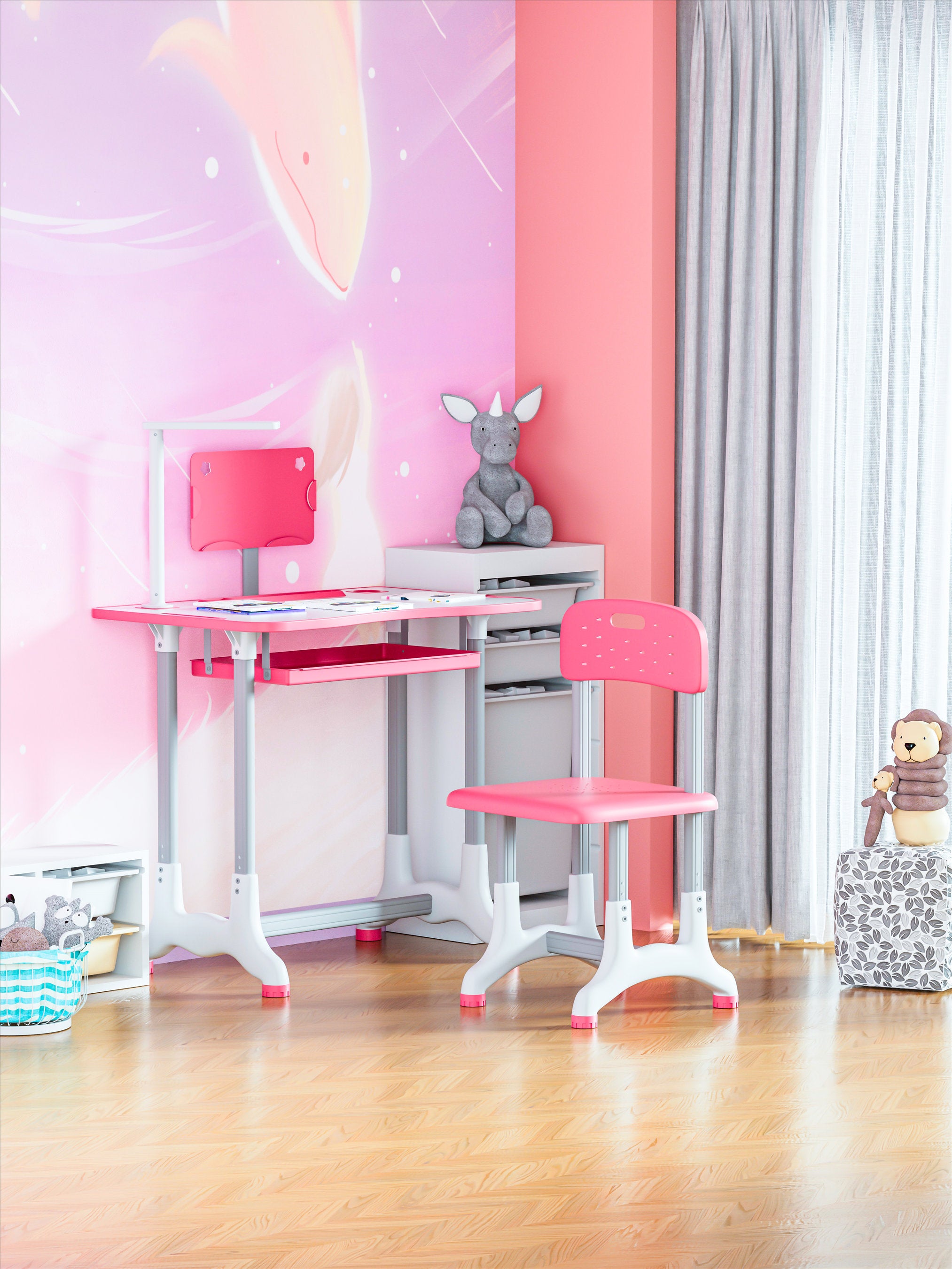 JOHOOFURNITURE Kids Study Table and Chair Excellent Value K01 Pink Sets