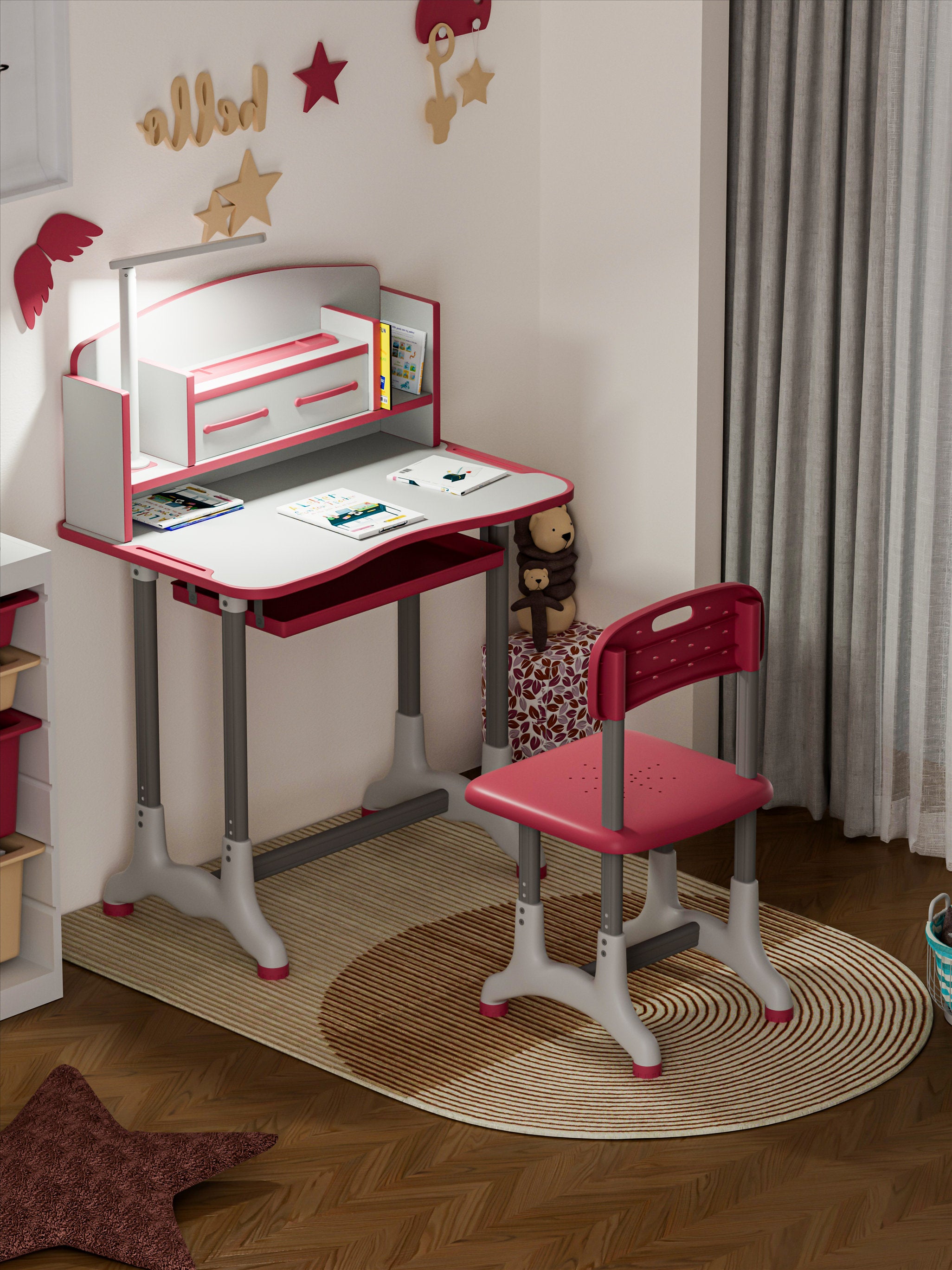 JOHOOFURNITURE Kids Study Table and Chair Excellent Value K01 Pink Sets