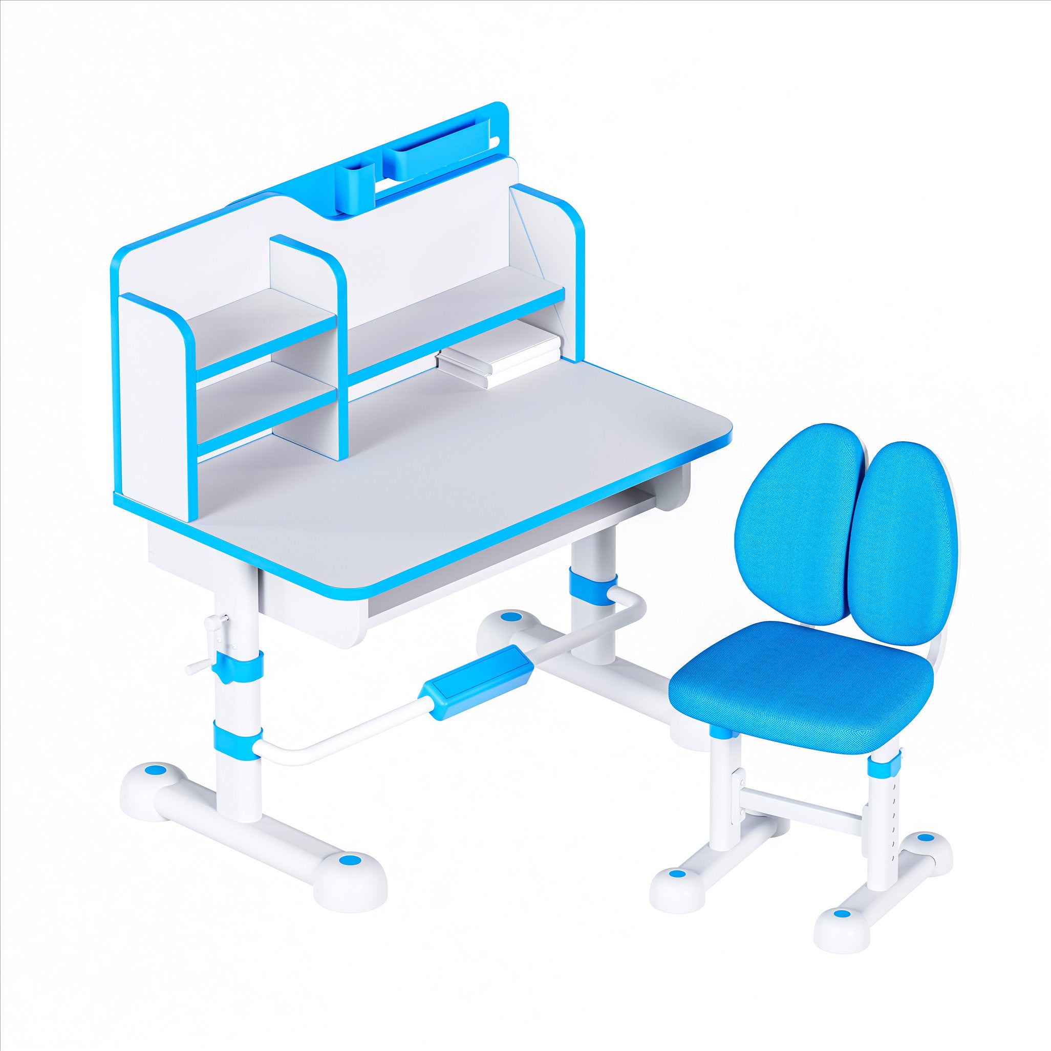 JOHOOFURNITURE Meja dan Kursi Belajar Anak Kualitas Unggul K01 Set Warna Blue