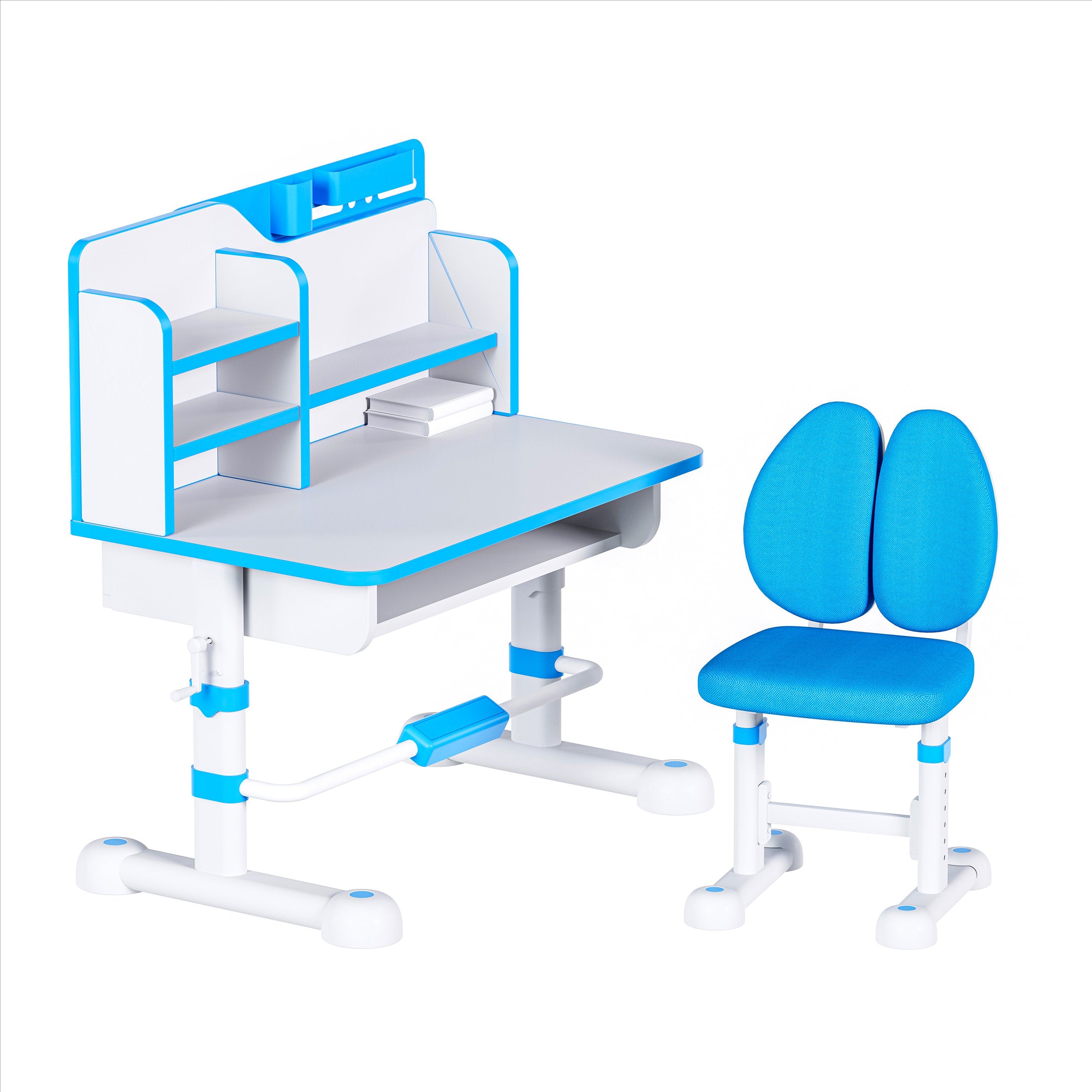 JOHOOFURNITURE Meja dan Kursi Belajar Anak Kualitas Unggul K01 Set Warna Blue