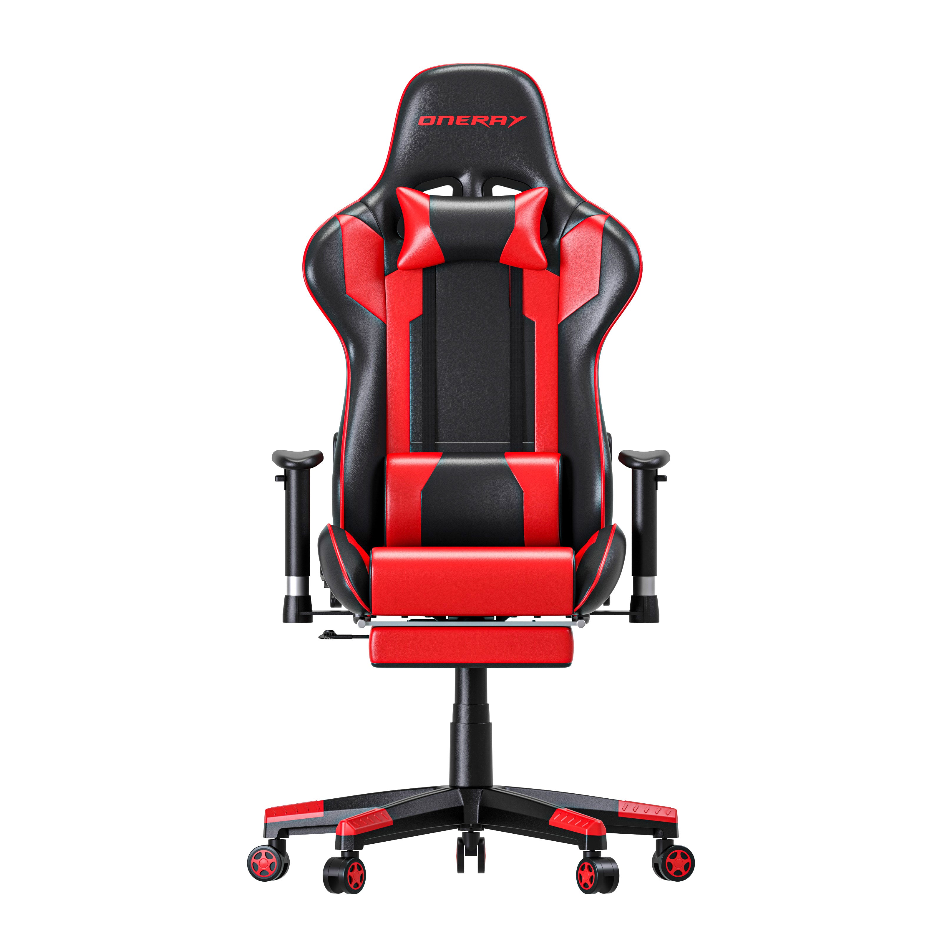 JOHOOFURNITURE Game Chair D0921F with footrest in Red color