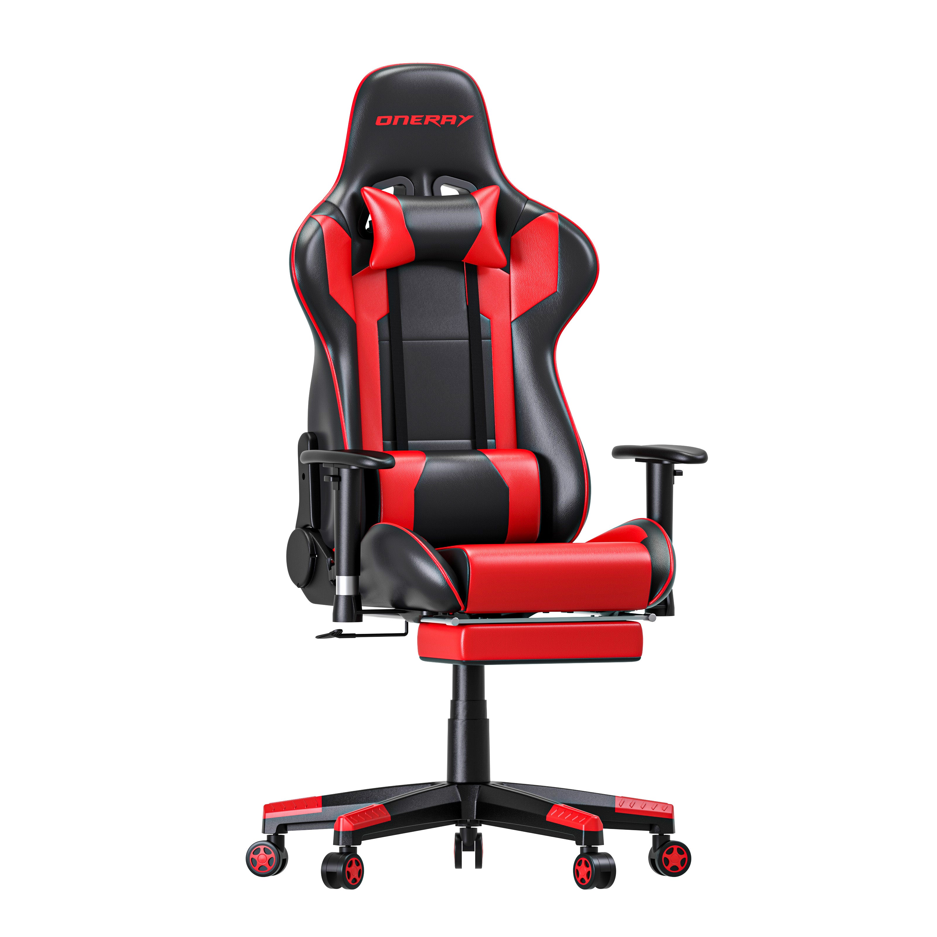 JOHOOFURNITURE Game Chair D0921F with footrest in Red color