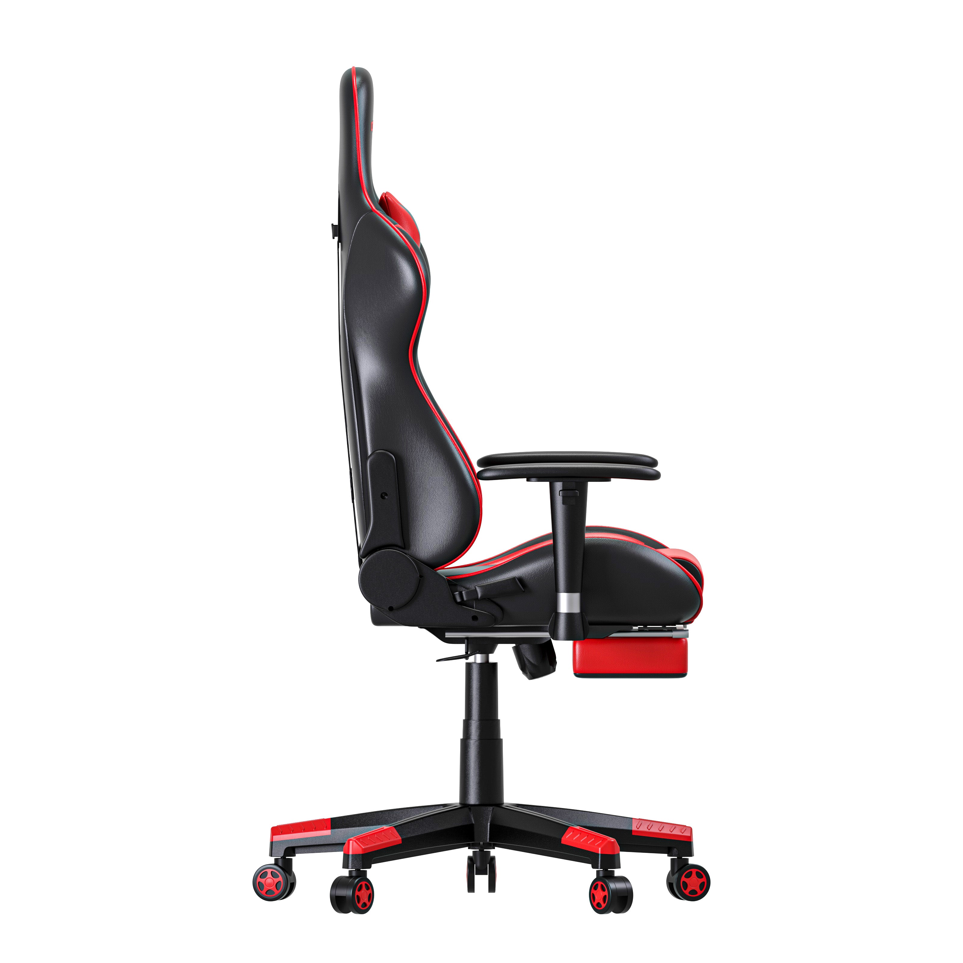 JOHOOFURNITURE Game Chair D0921F with footrest in Red color
