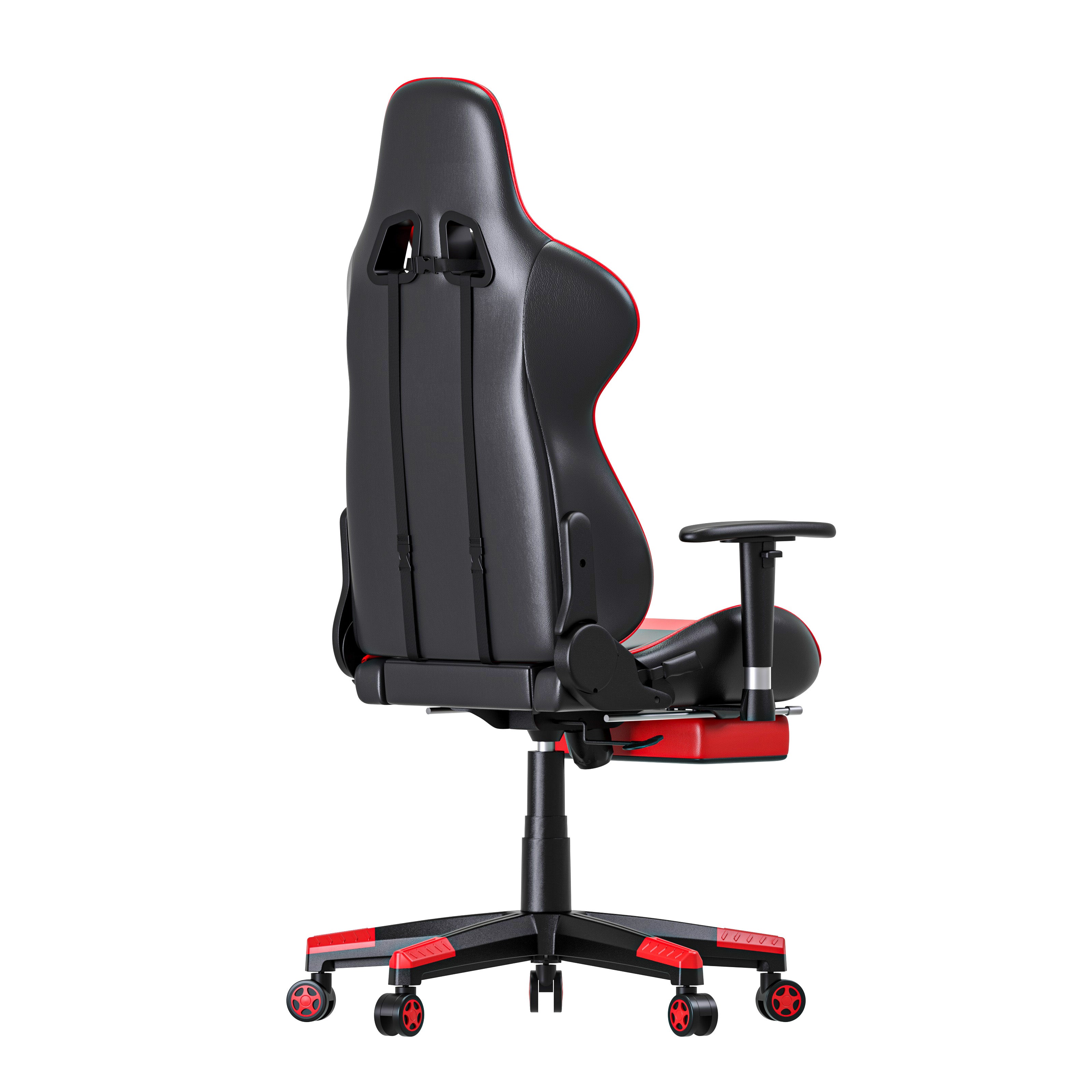 JOHOOFURNITURE Game Chair D0921F with footrest in Red color