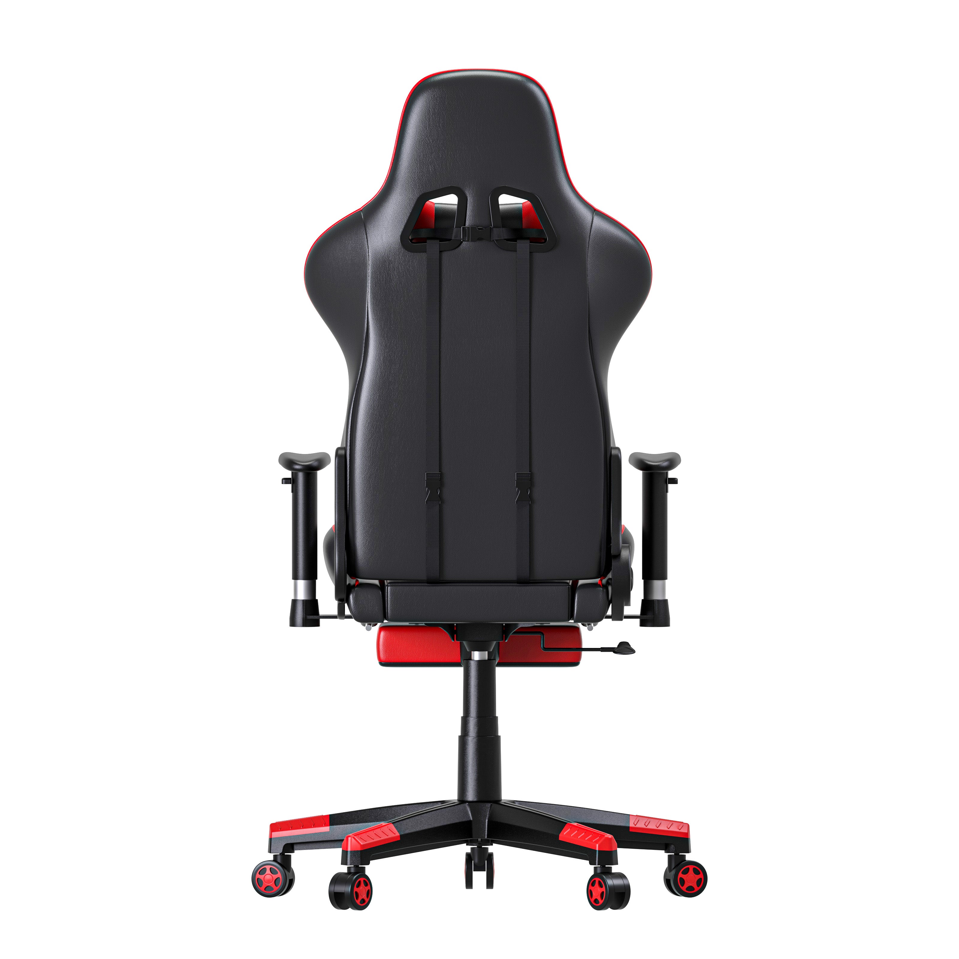 JOHOOFURNITURE Game Chair D0921F with footrest in Red color