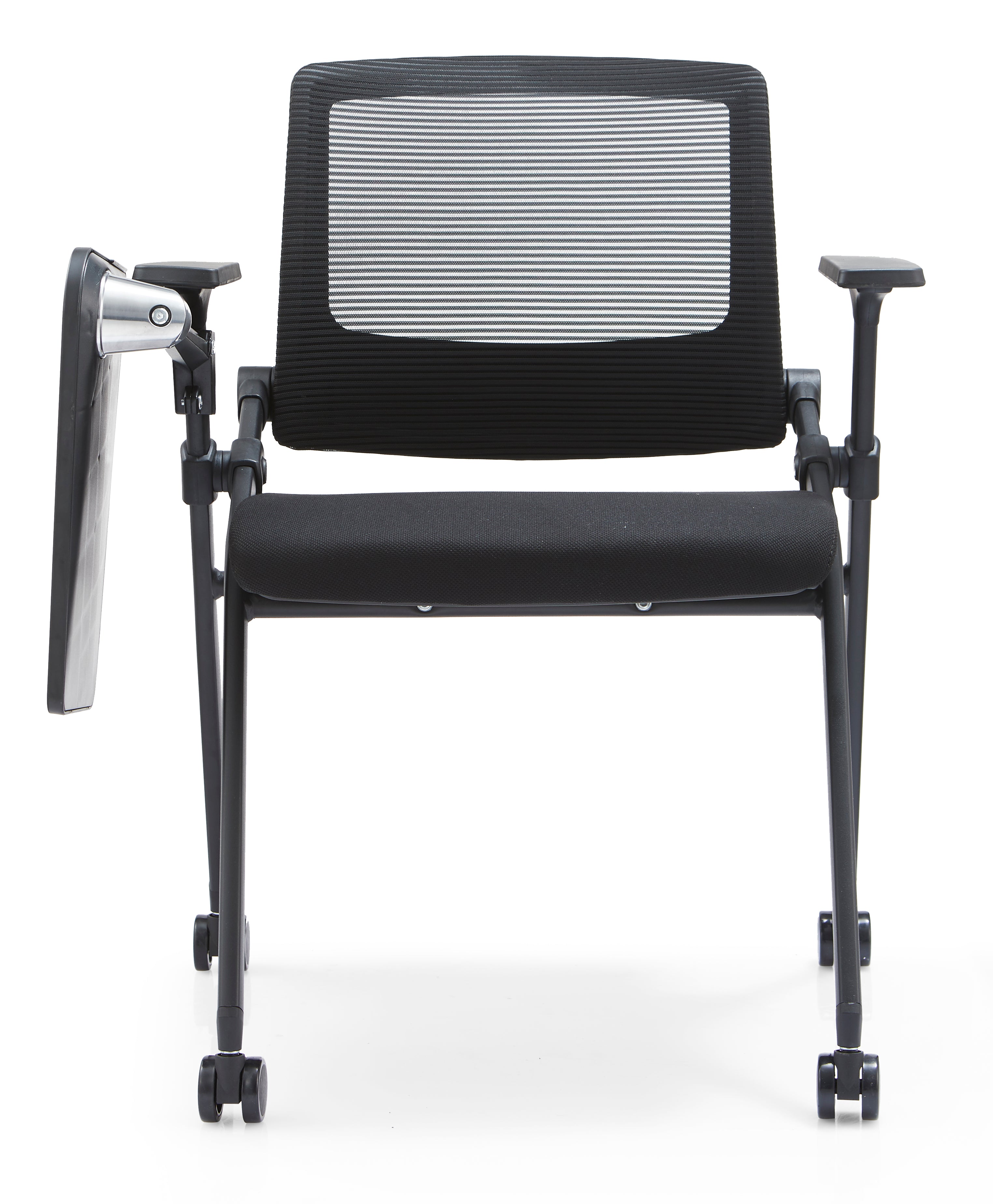 JOHOOFURNITURE Foldable Stackable Visitor Chair Four Legs with Castor can with Notepad YC02WT