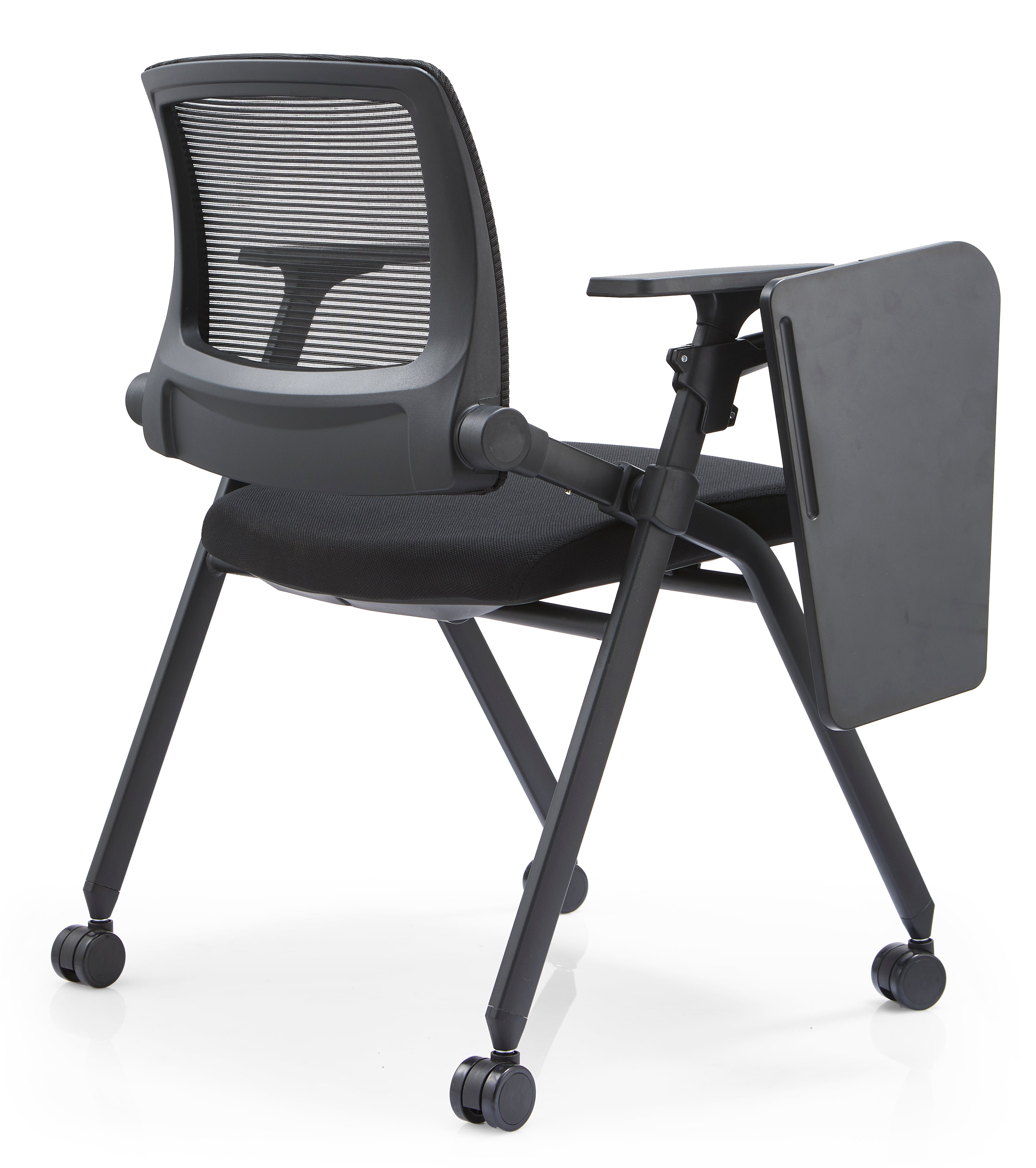 JOHOOFURNITURE Foldable Stackable Visitor Chair Four Legs with Castor can with Notepad YC02WT