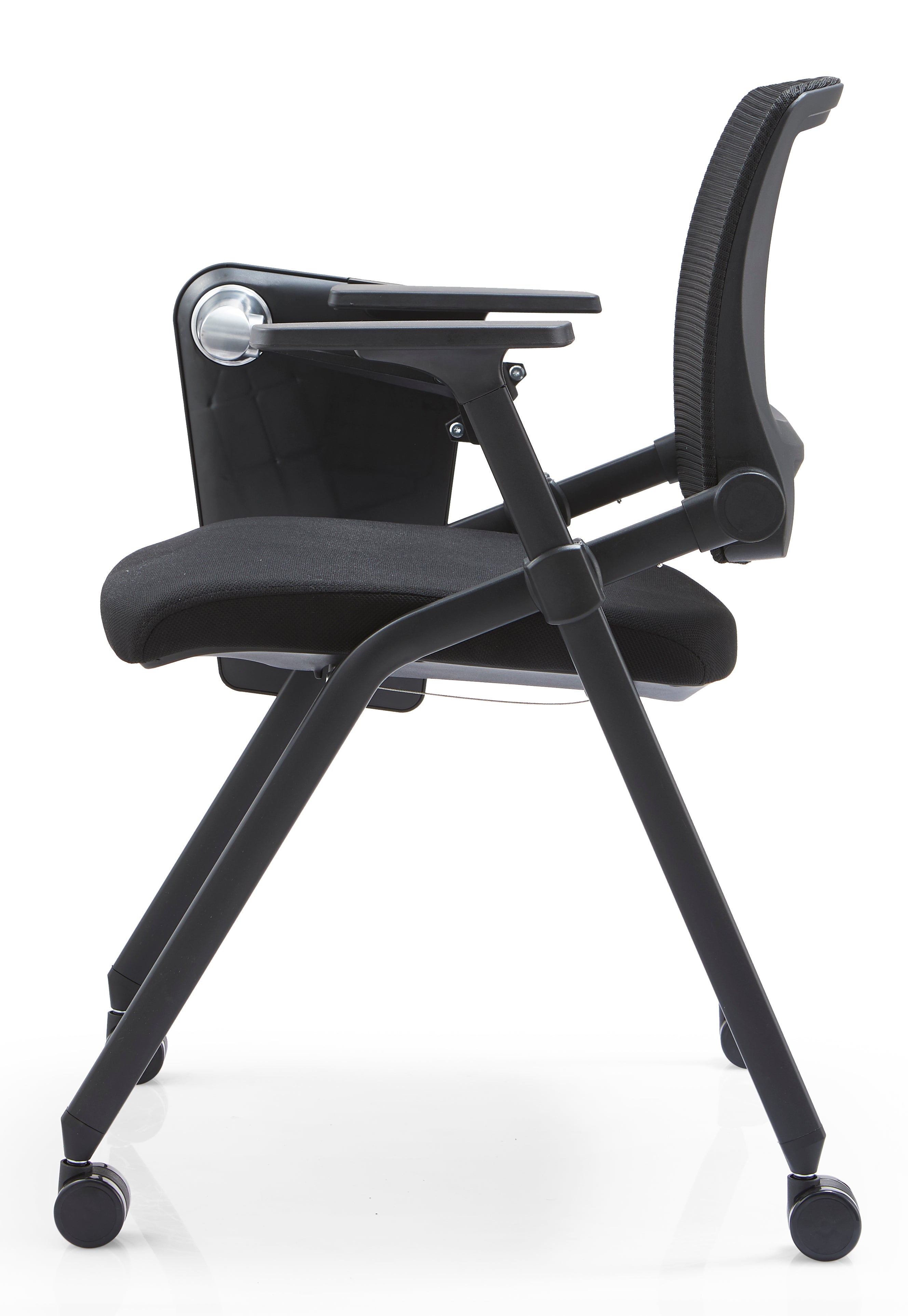JOHOOFURNITURE Foldable Stackable Visitor Chair Four Legs with Castor can with Notepad YC02WT