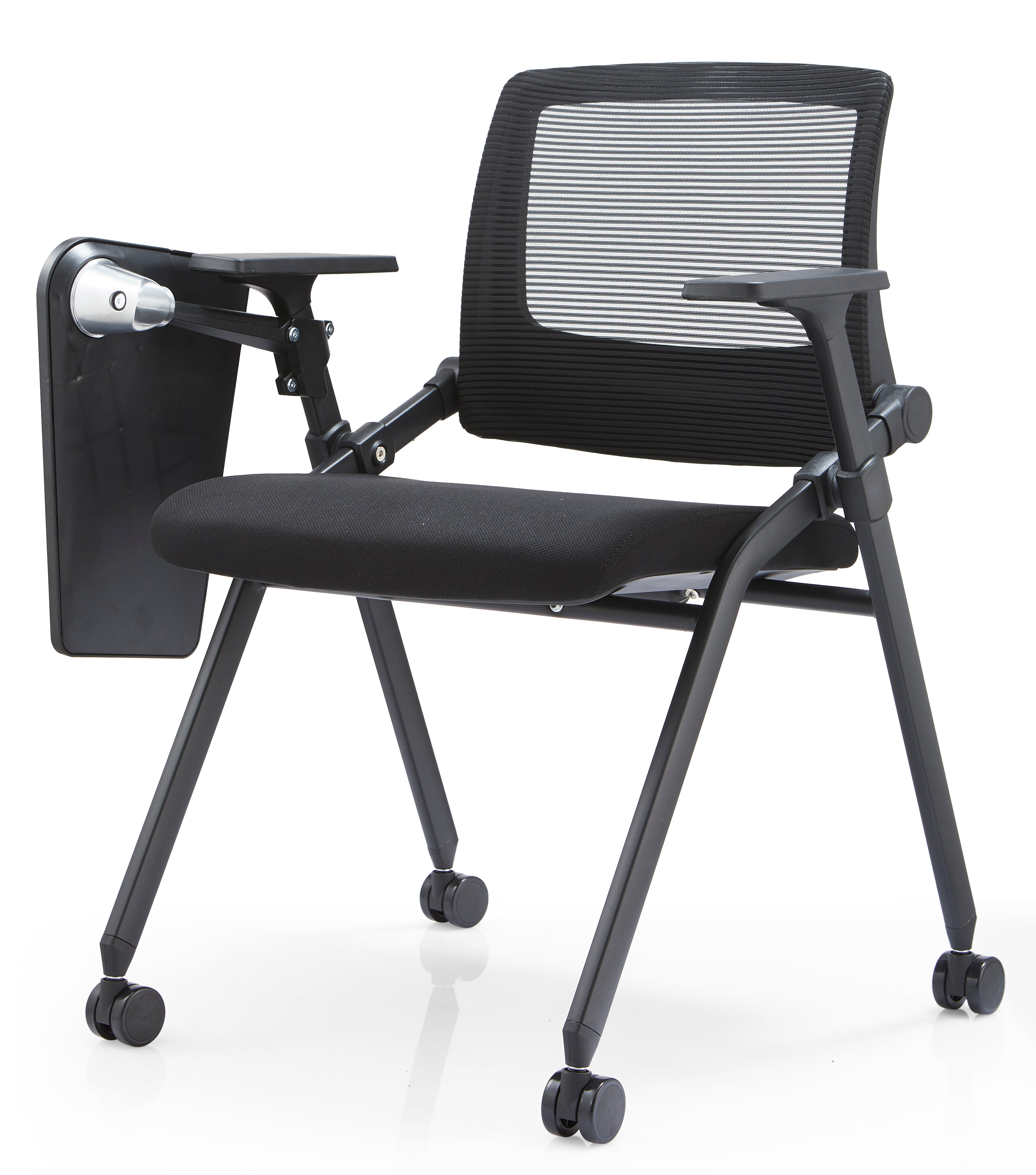 JOHOOFURNITURE Foldable Stackable Visitor Chair Four Legs with Castor can with Notepad YC02WT