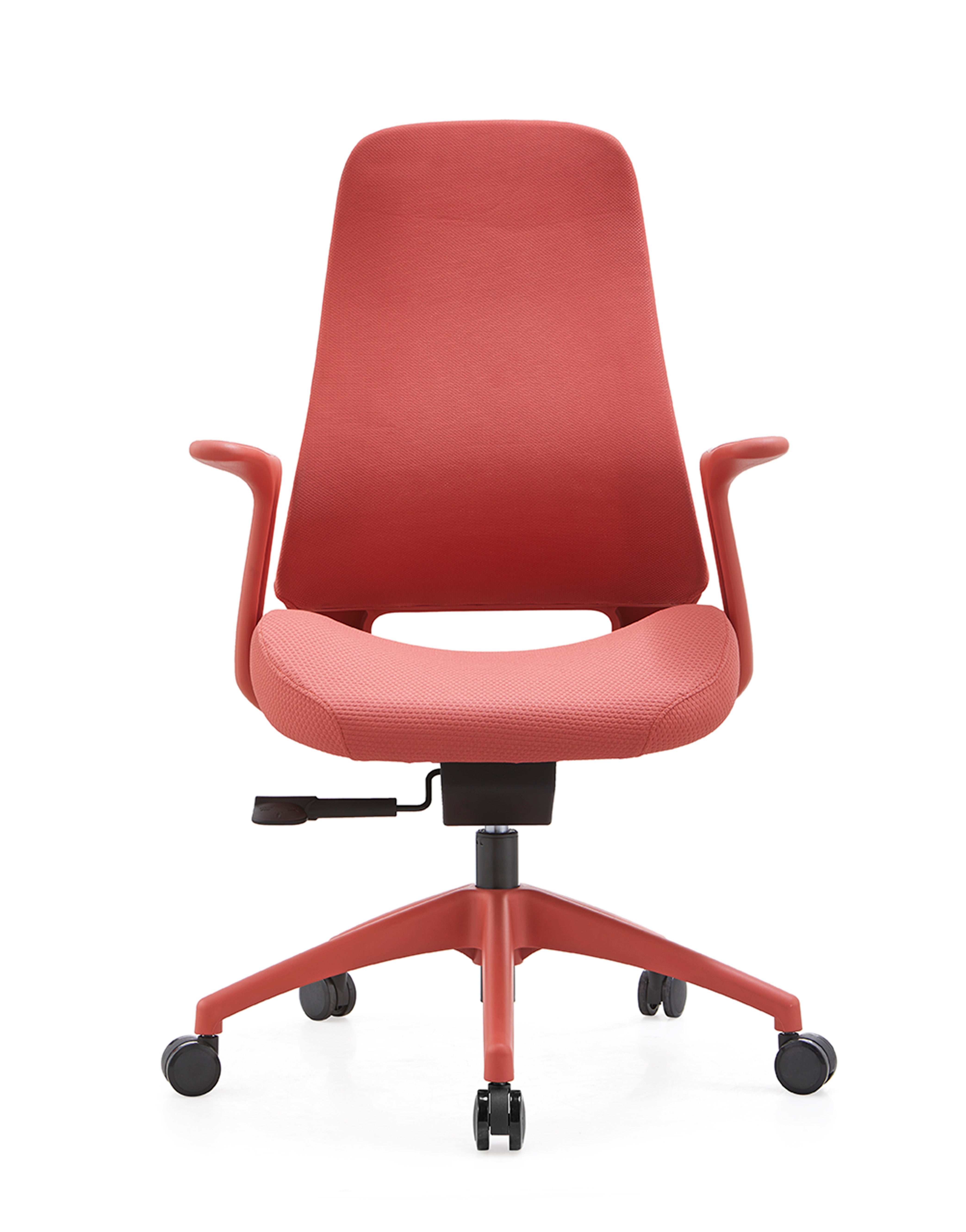 JOHOOFURNITURE New Design High Back Office Chair Red Plastic Red Fabric YC66 Mid Back
