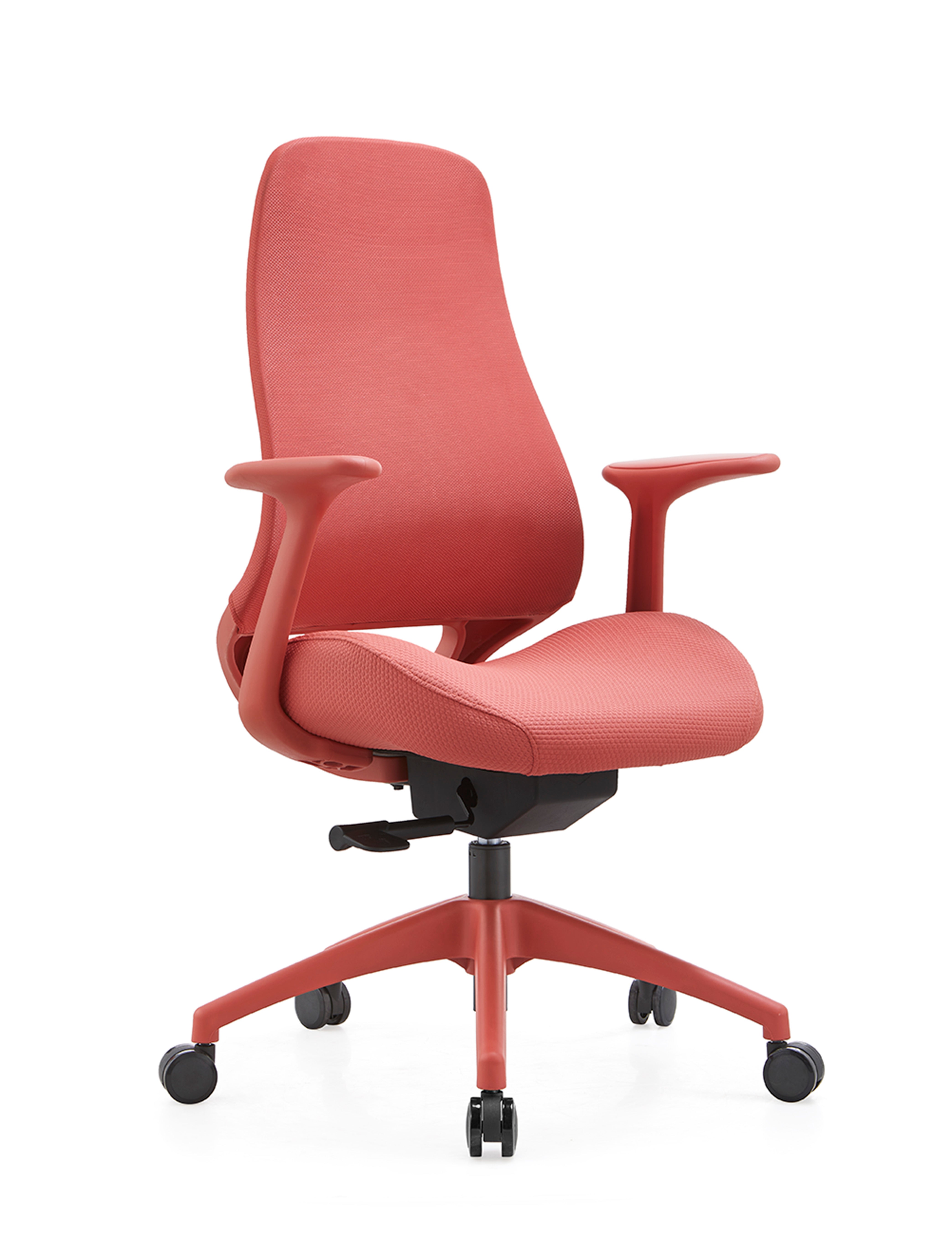 JOHOOFURNITURE New Design High Back Office Chair Red Plastic Red Fabric YC66 Mid Back