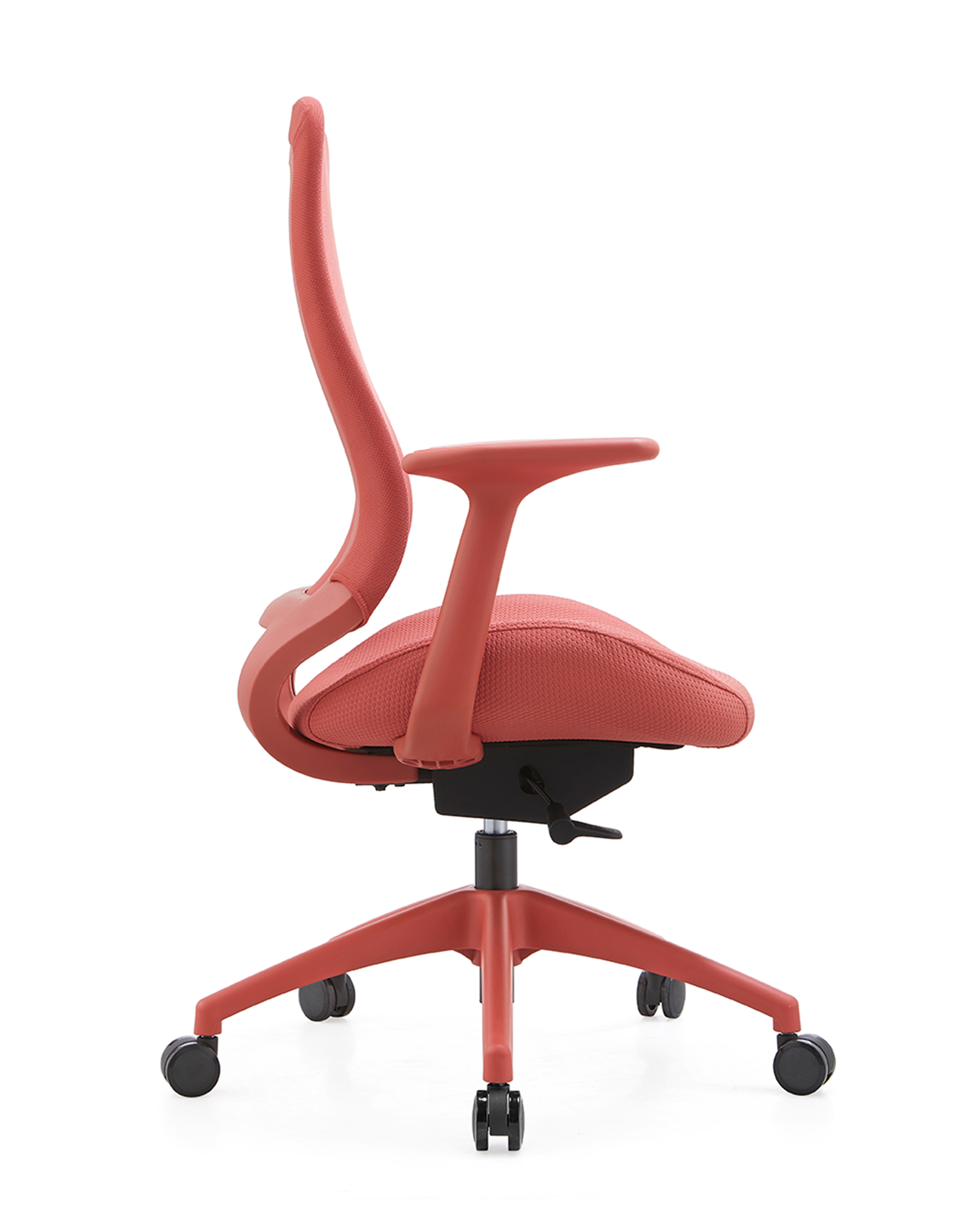 JOHOOFURNITURE New Design High Back Office Chair Red Plastic Red Fabric YC66 Mid Back