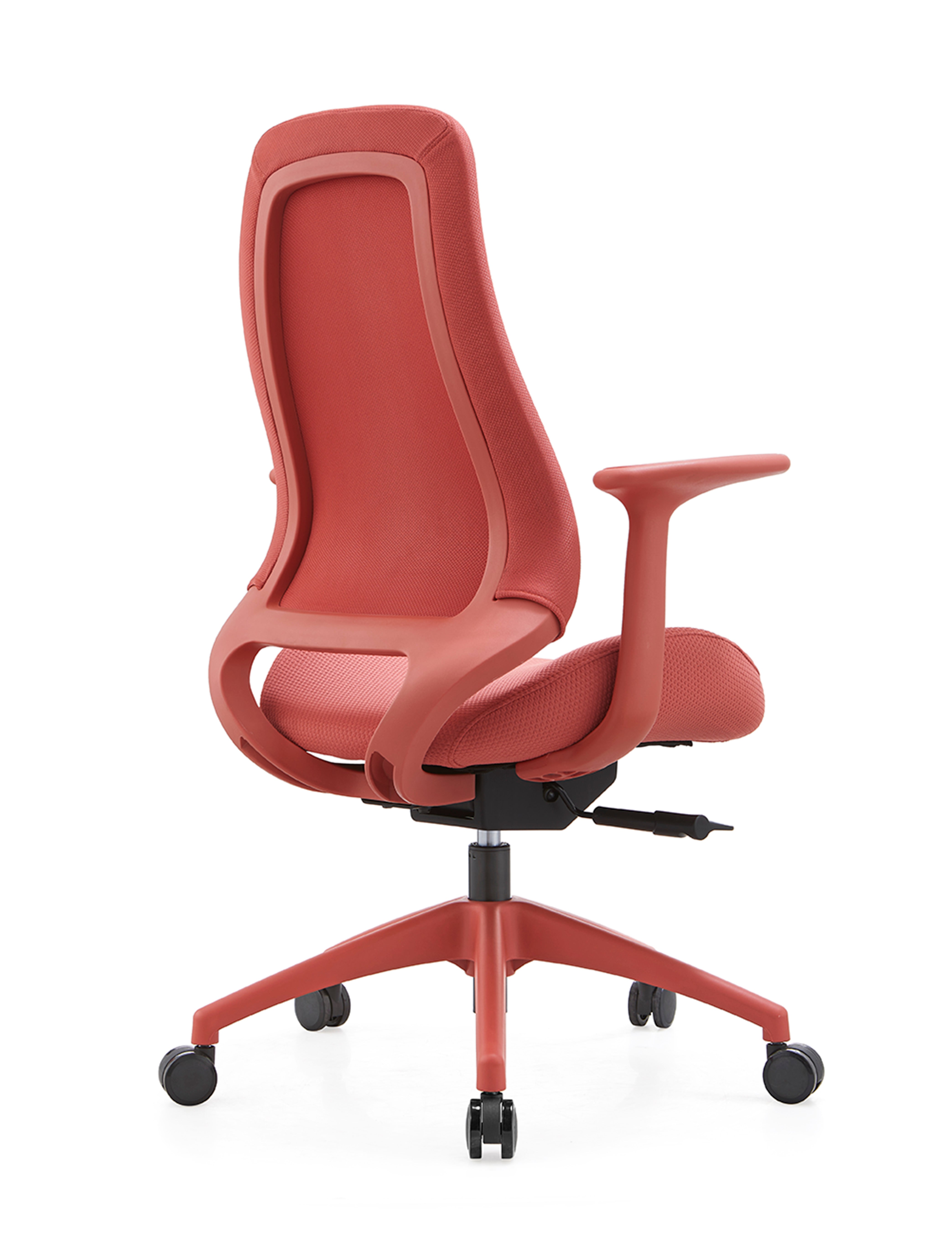 JOHOOFURNITURE New Design High Back Office Chair Red Plastic Red Fabric YC66 Mid Back