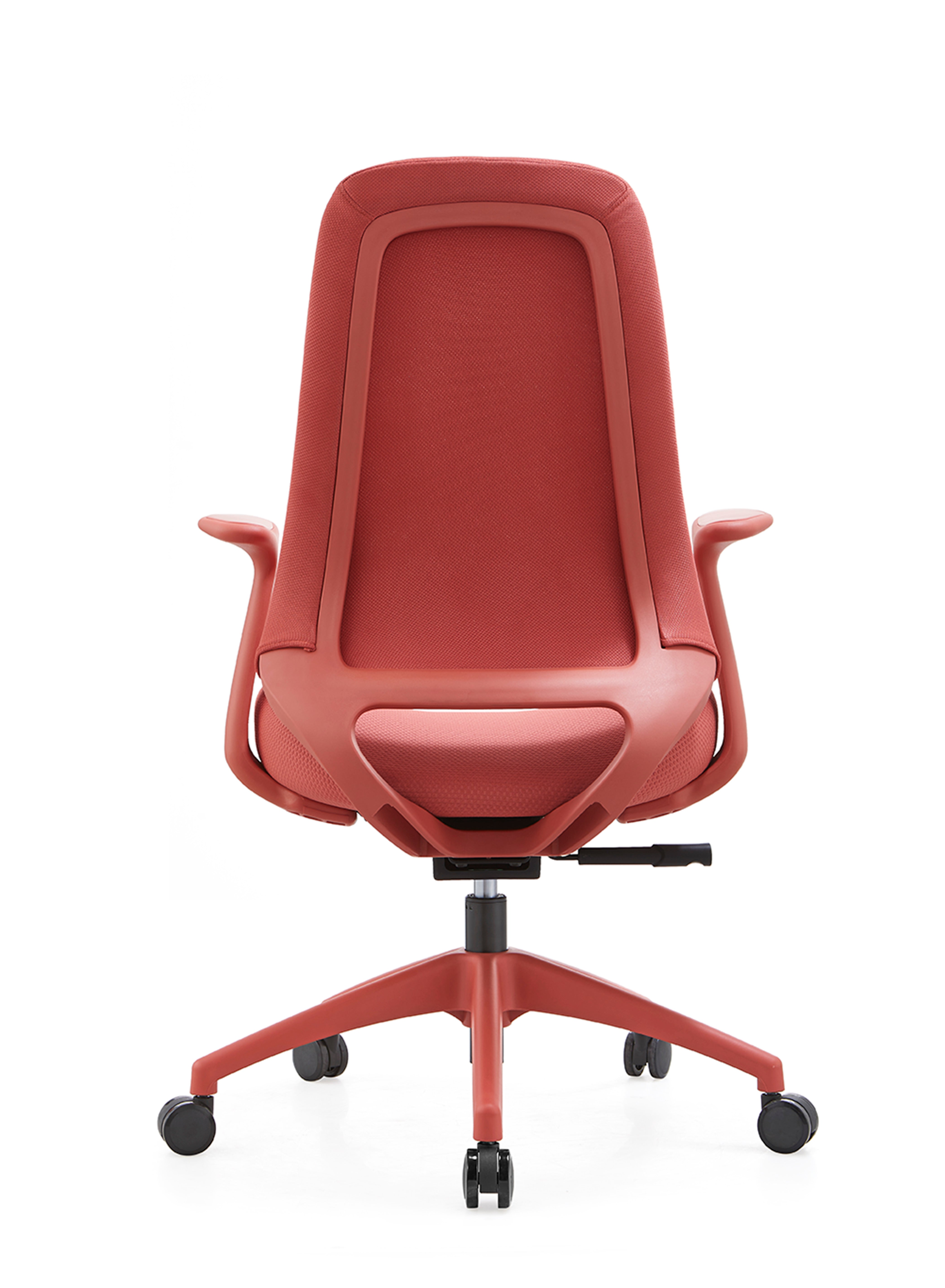 JOHOOFURNITURE New Design High Back Office Chair Red Plastic Red Fabric YC66 Mid Back
