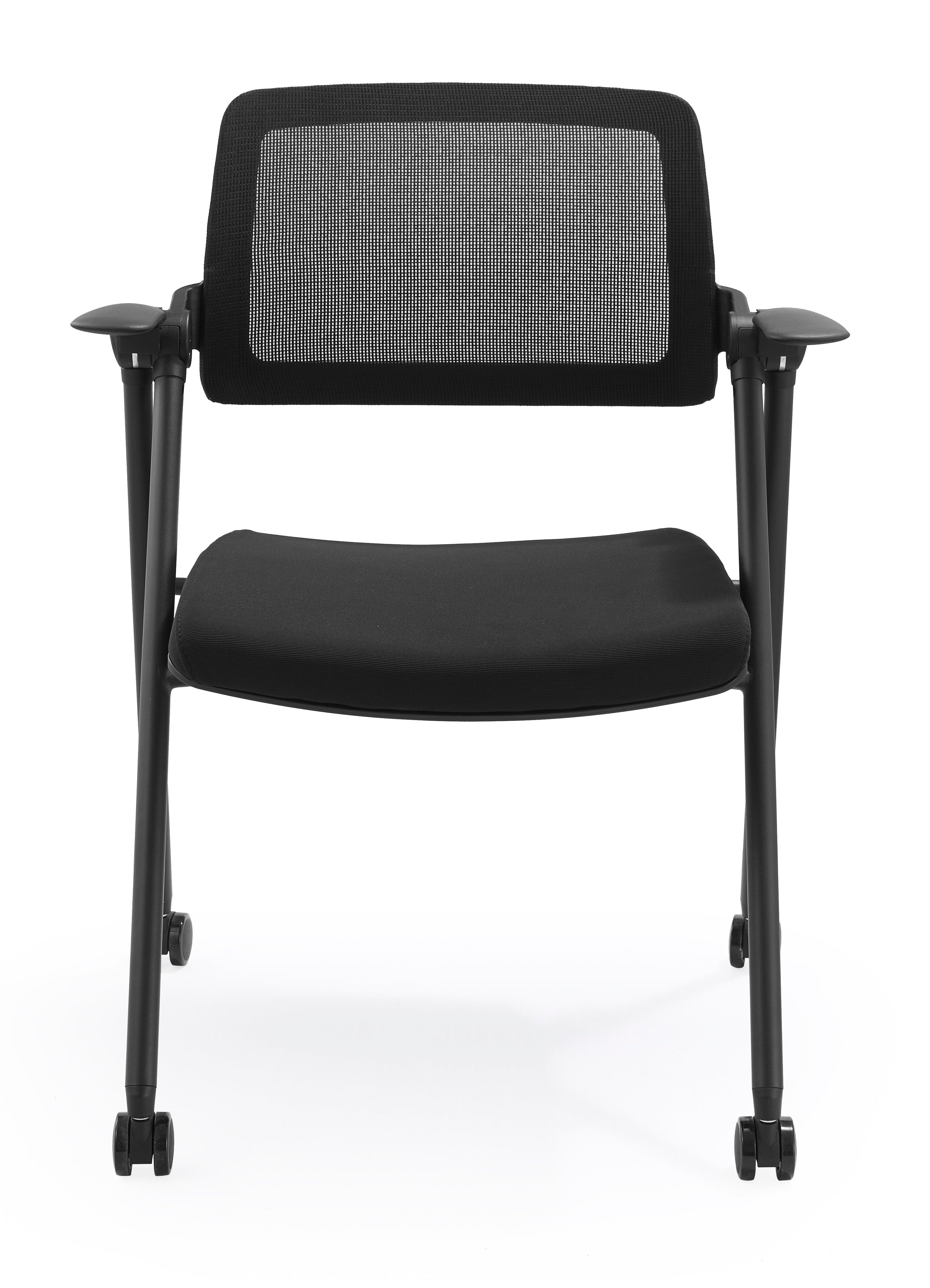 JOHOOFURNITURE Foldable Stackable Visitor Chair Four Legs with Castor Armrest Lift UP YC70
