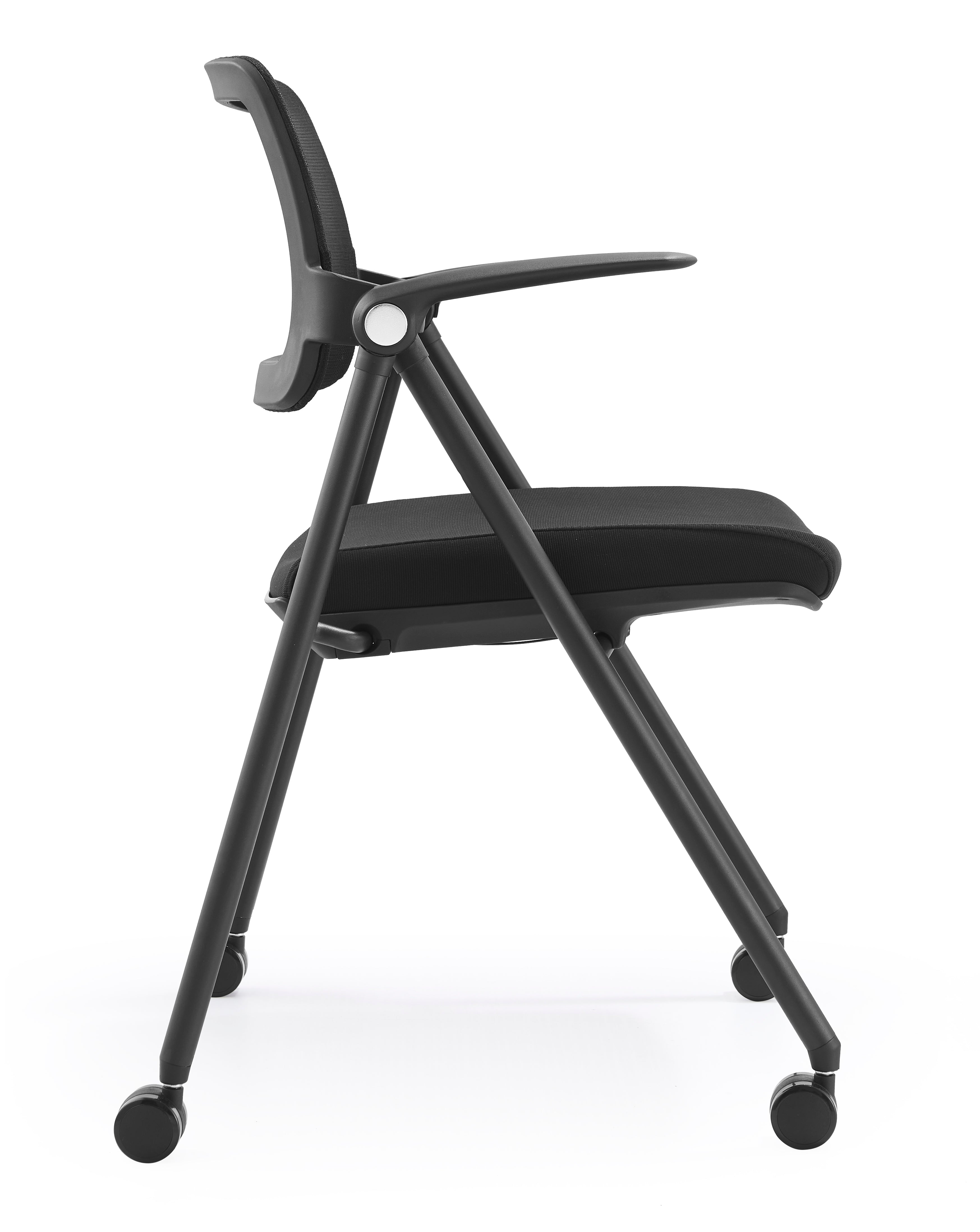 JOHOOFURNITURE Foldable Stackable Visitor Chair Four Legs with Castor Armrest Lift UP YC70