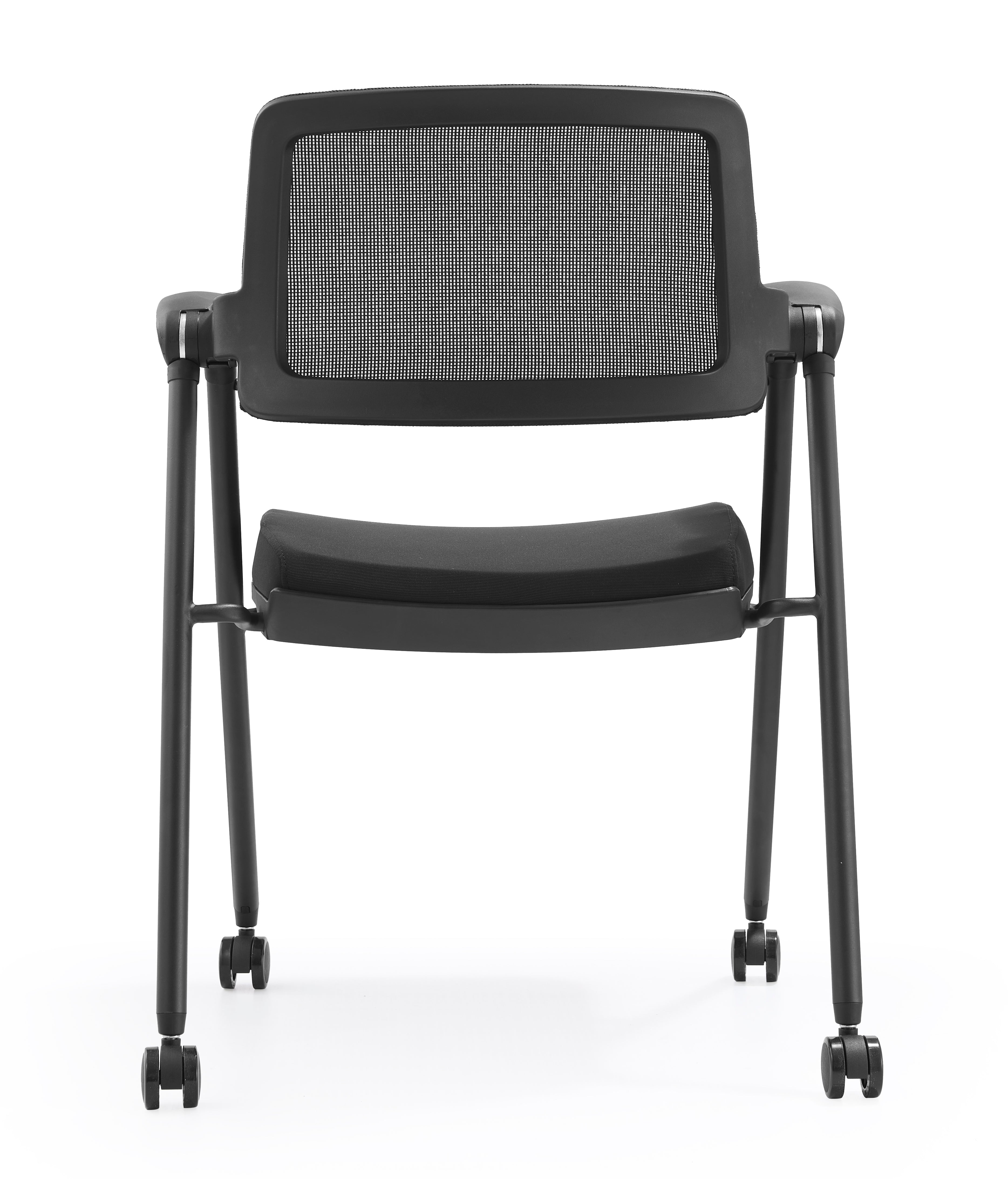 JOHOOFURNITURE Foldable Stackable Visitor Chair Four Legs with Castor Armrest Lift UP YC70