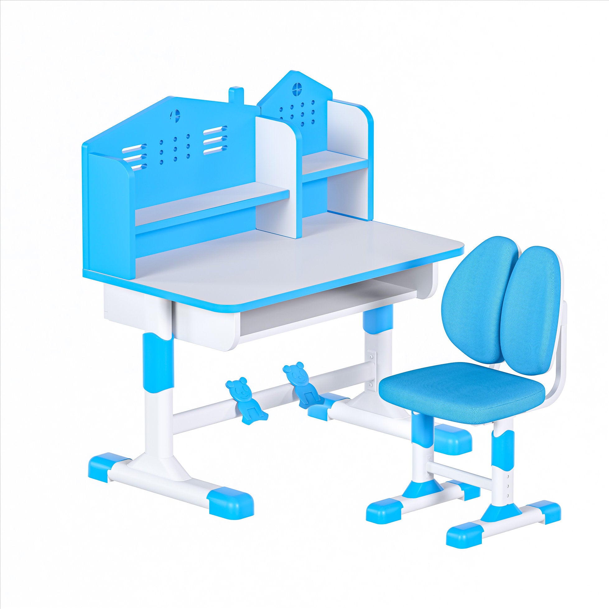 JOHOOFURNITURE مكاتب وكراسي دراسة للأطفال الأكثر مبيعًا C04 أزرق