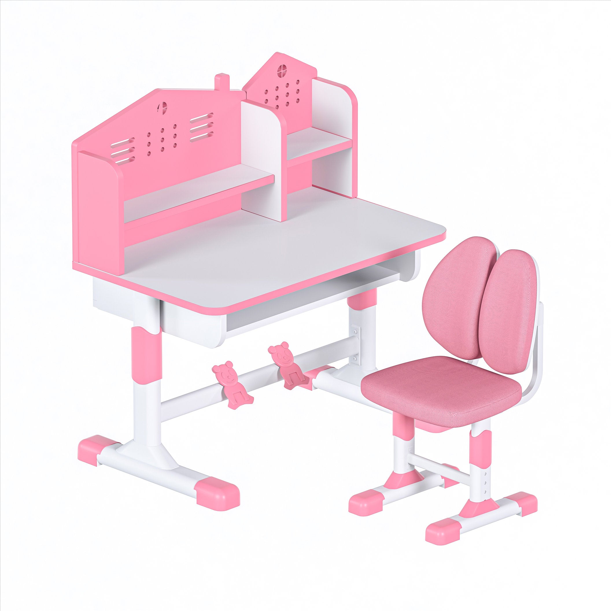 JOHOOFURNITURE مكاتب وكراسي دراسة للأطفال الأكثر مبيعًا C04 وردي