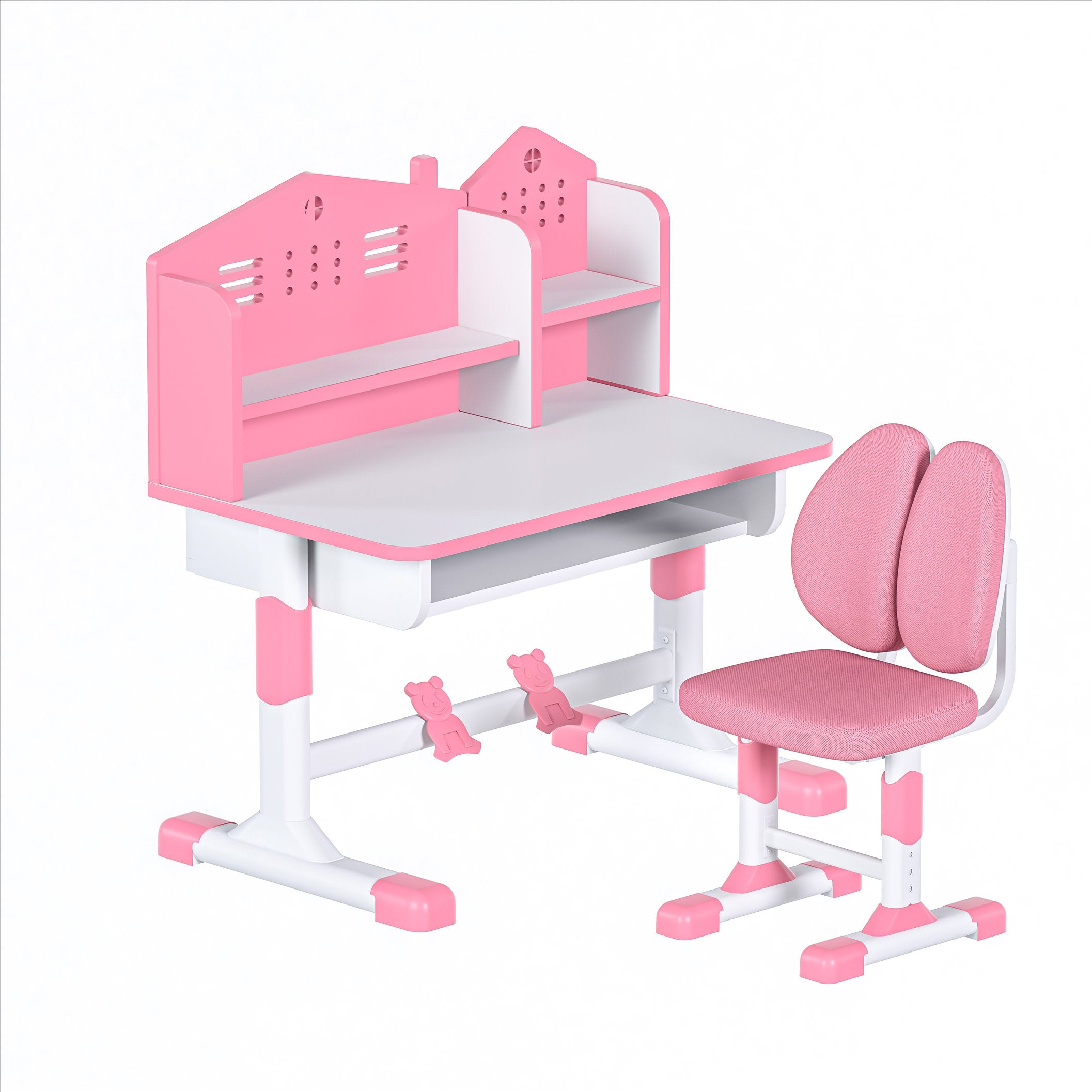 JOHOOFURNITURE مكاتب وكراسي دراسة للأطفال الأكثر مبيعًا C04 وردي