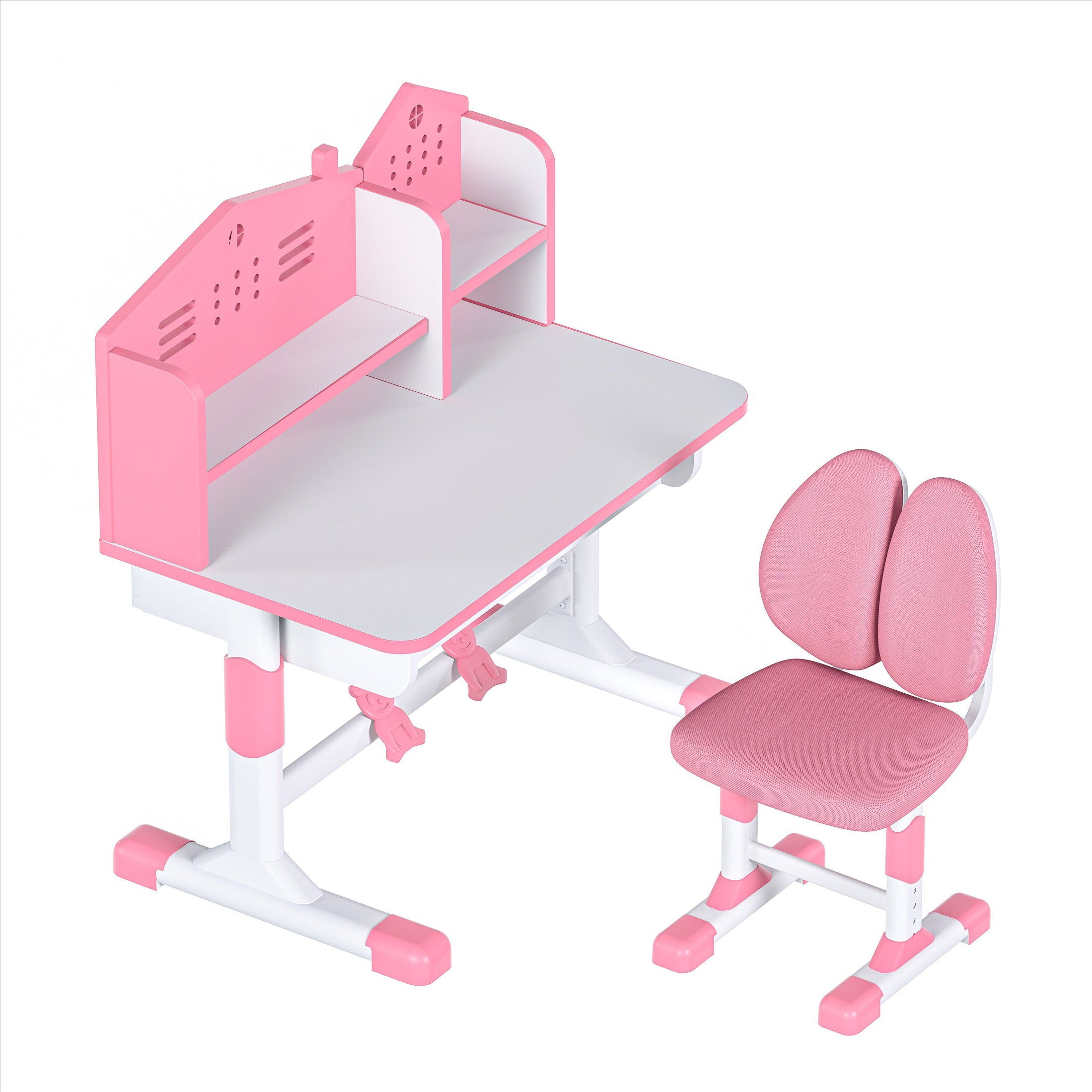 JOHOOFURNITURE مكاتب وكراسي دراسة للأطفال الأكثر مبيعًا C04 وردي